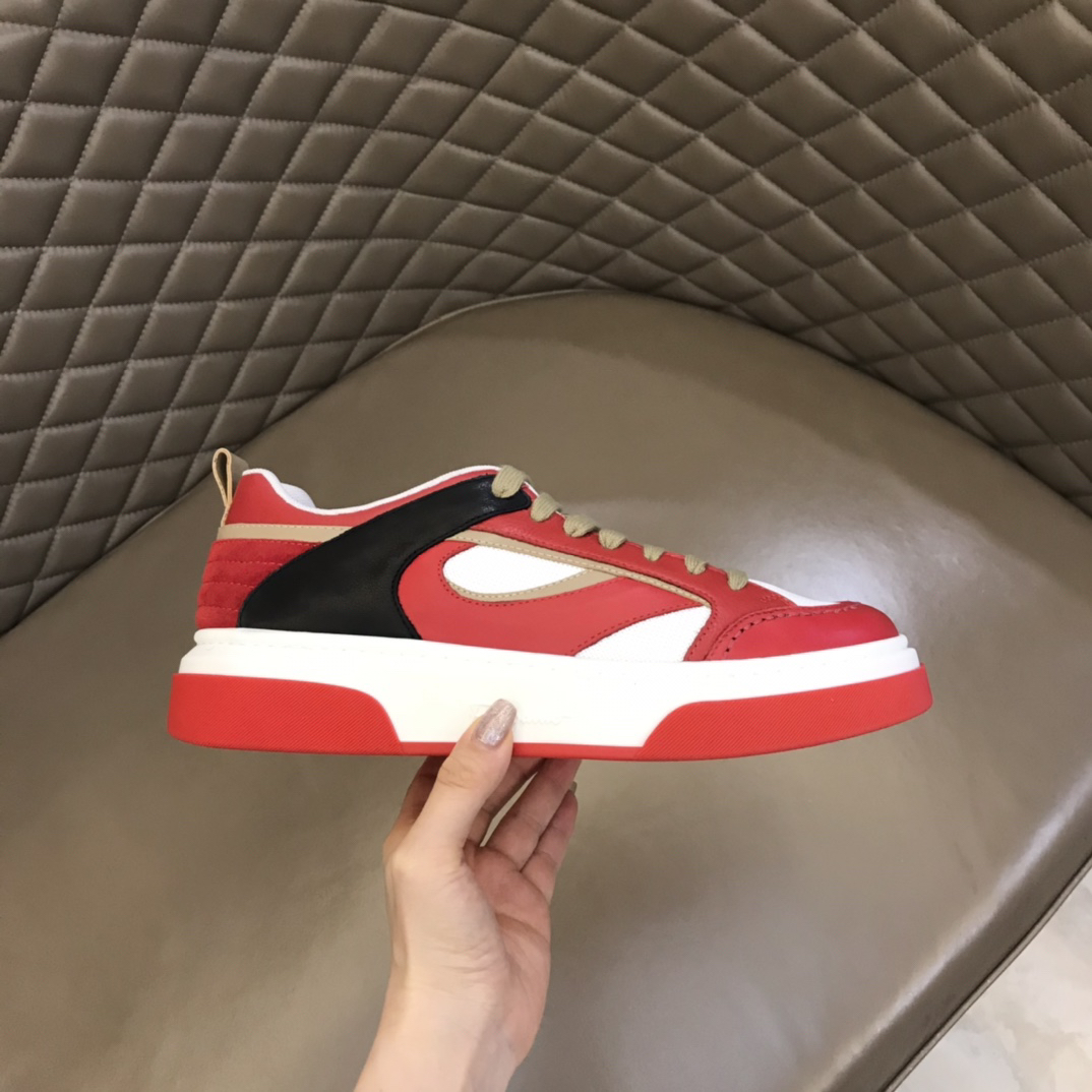 Ferragamo Panel Casual Sneakers Red