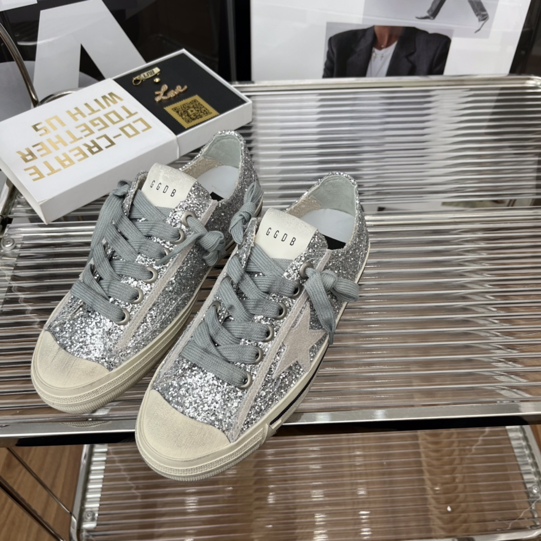 Golden Goose VSTAR2 Glitter Sneakers Silver