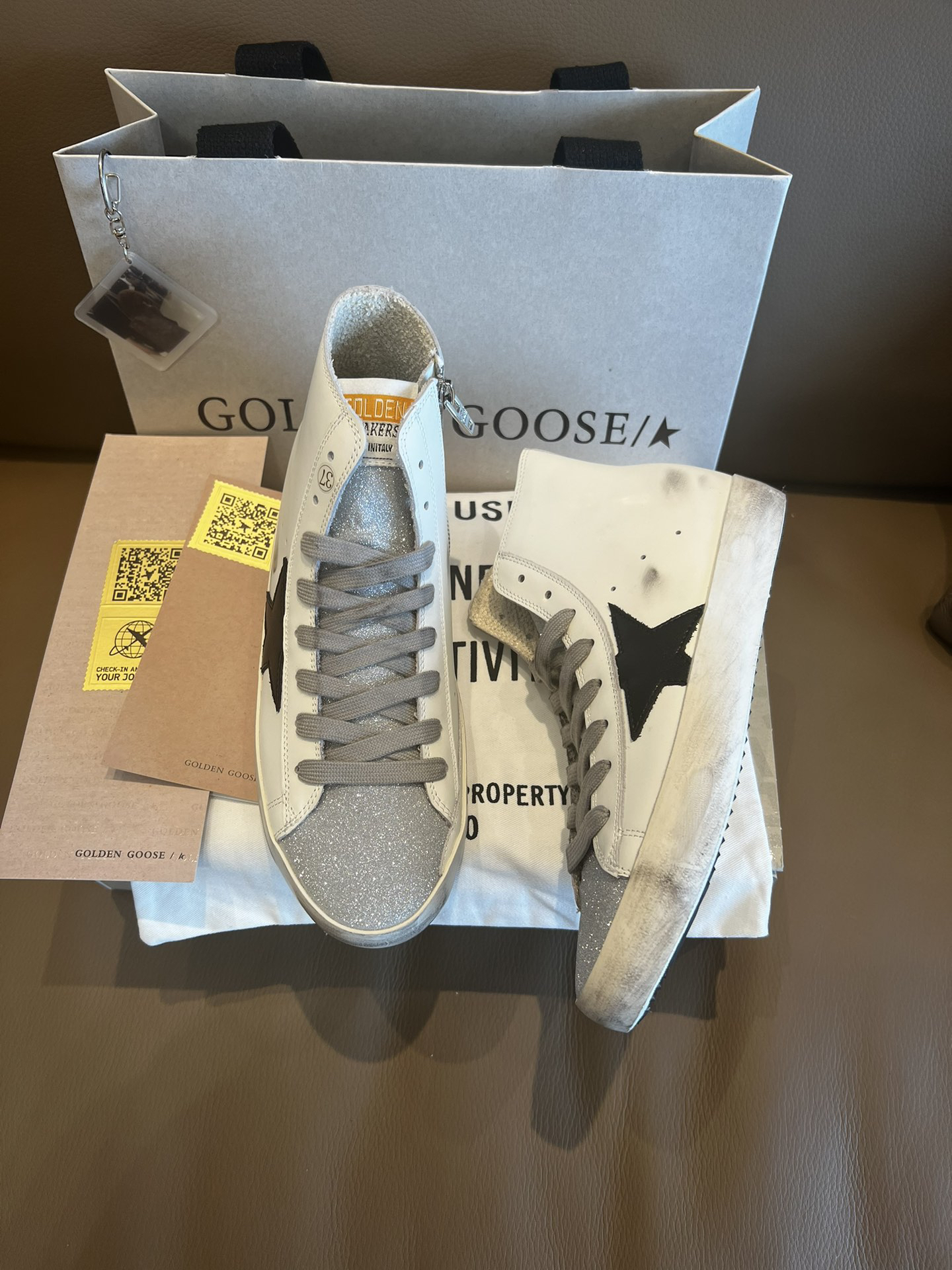 Golden Goose Superstar High-Top Sneakers White/Black/Silver