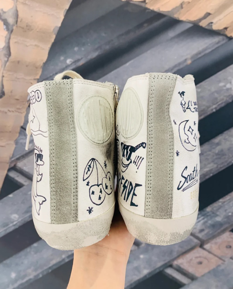 Golden Goose Superstar High-Top Graffiti Sneakers Grey