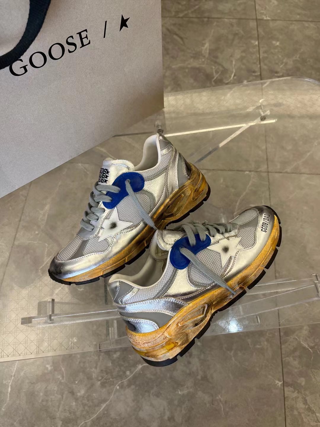 Golden Goose Ball Star Sneaker Silver/Blue