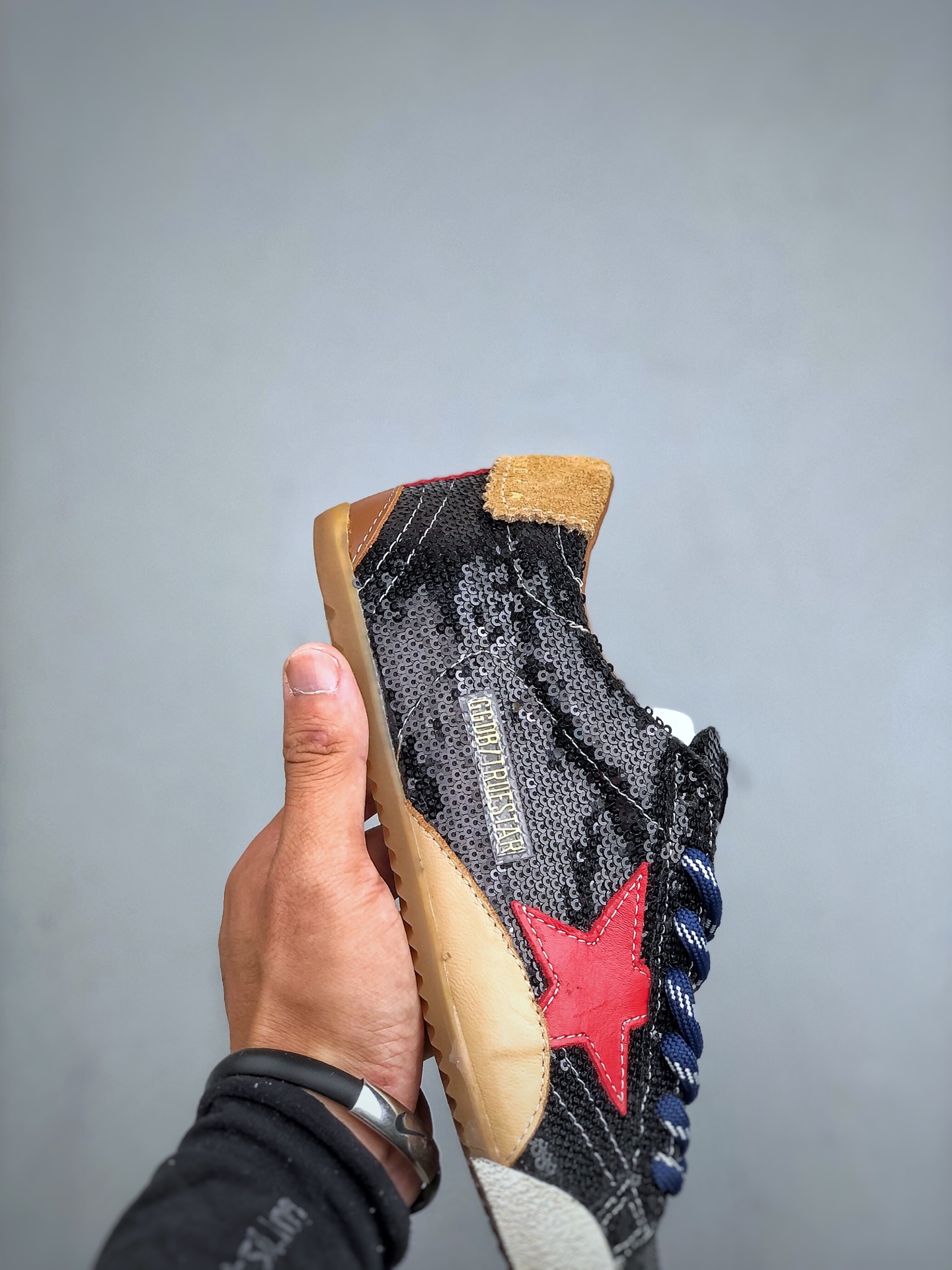 Golden Goose True Star Sequin Sneakers Black/Red