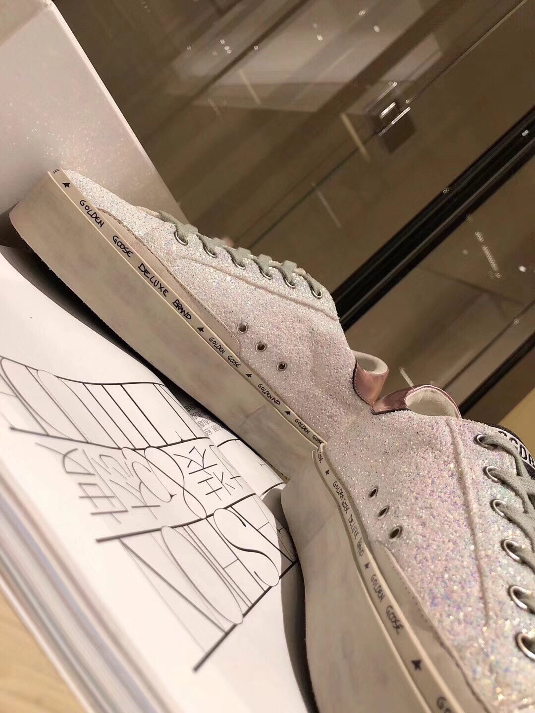 Golden Goose Hi Star Platform Sneakers Iridescent Silver