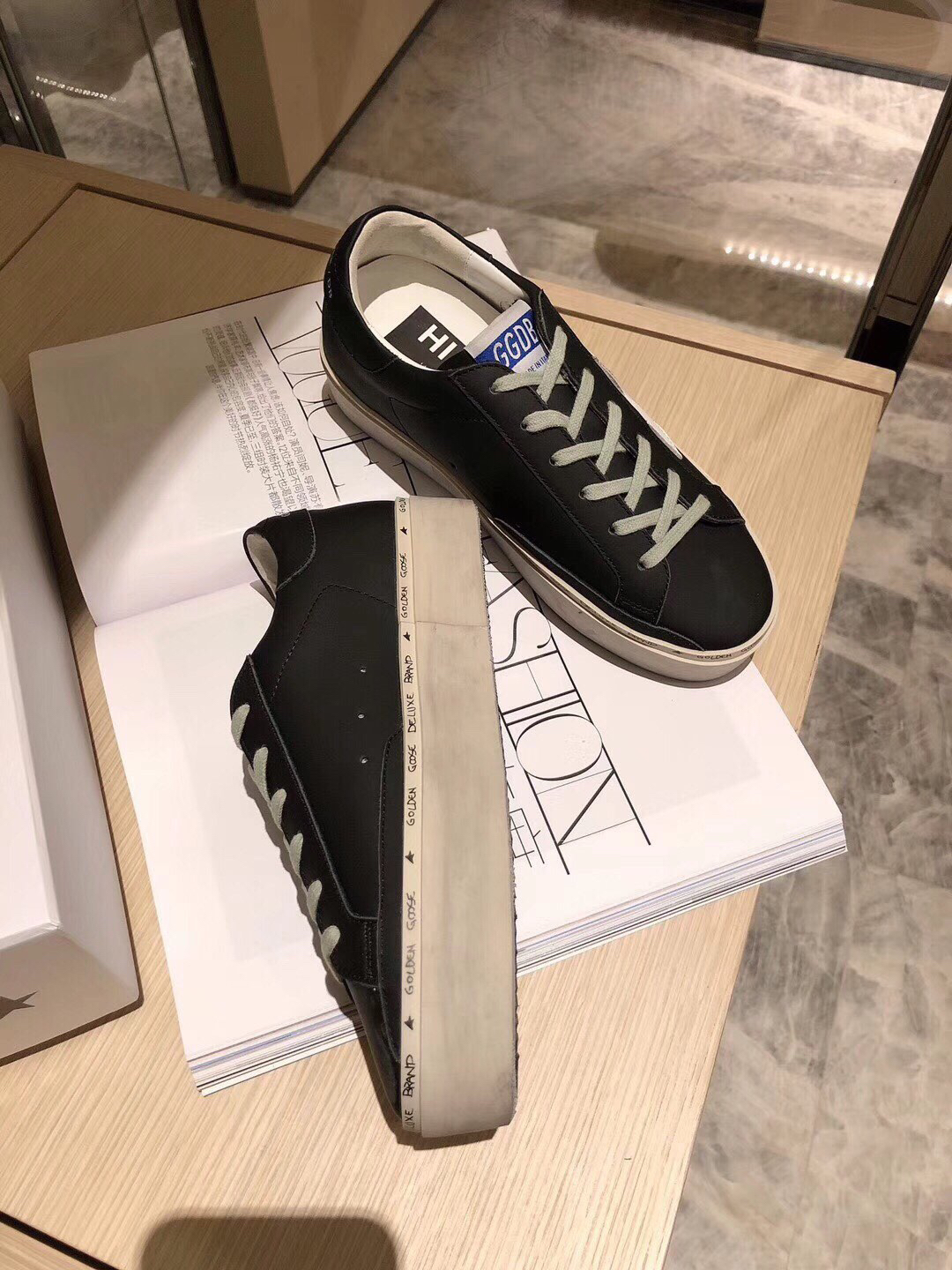Golden Goose Hi Star Platform Sneakers Black/White