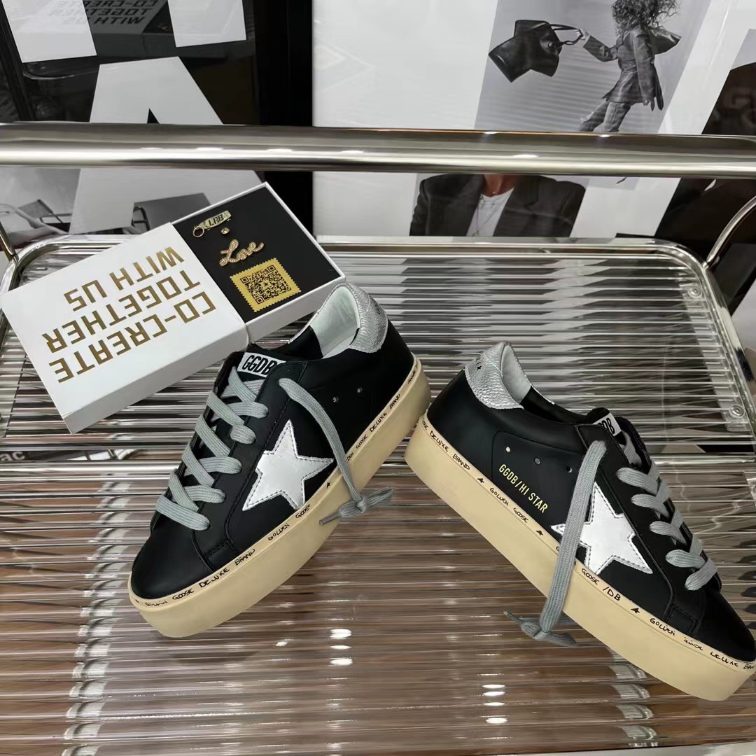 Golden Goose Hi Star Platform Sneakers Black/Silver