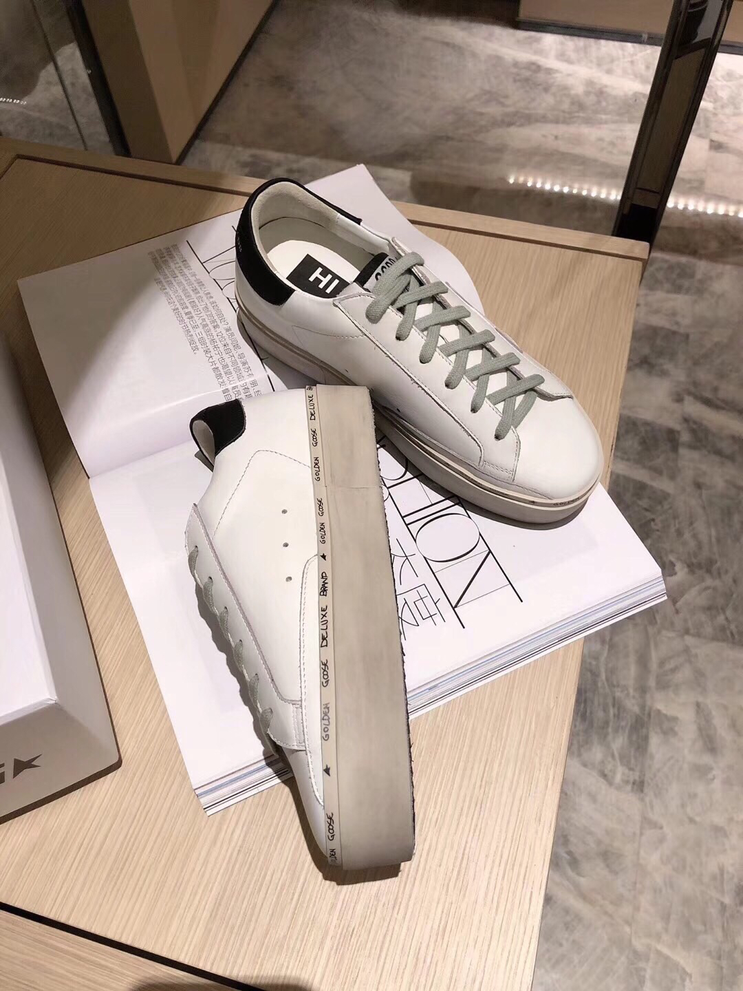 Golden Goose Hi Star Platform Sneakers Black/White