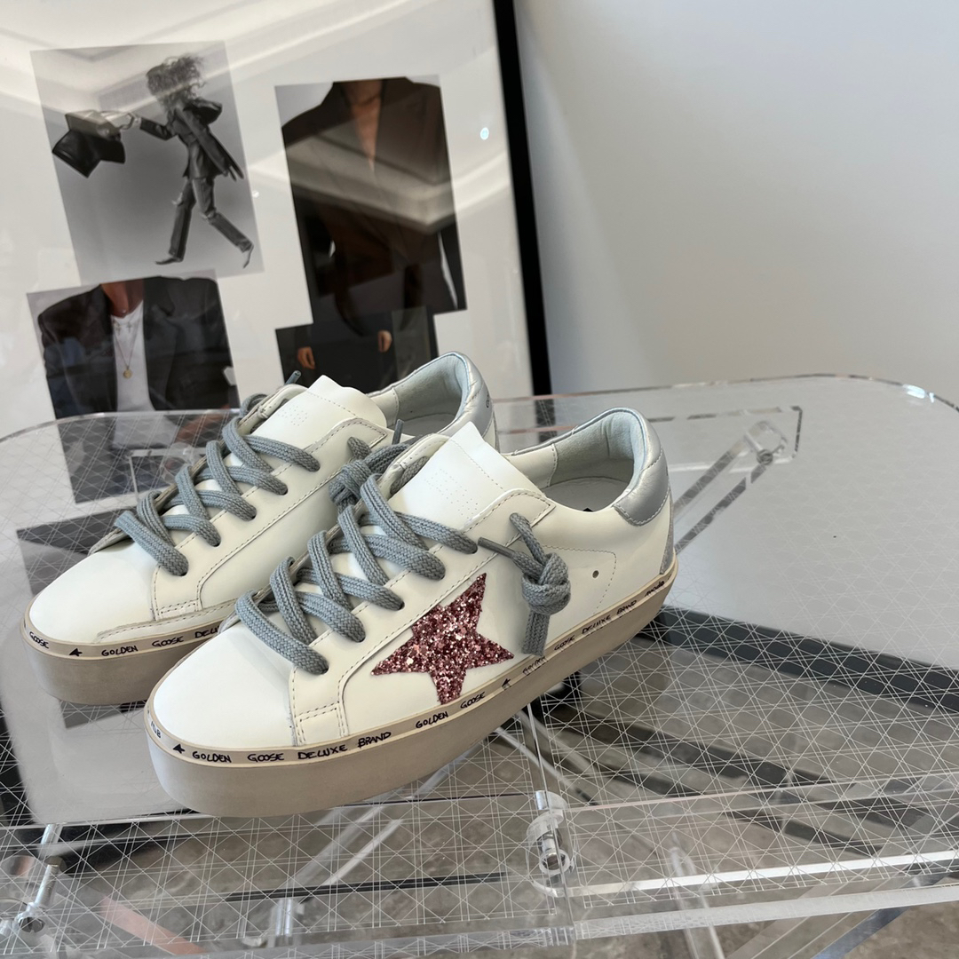 Golden Goose Hi Star Platform Sneakers White Pink Silver