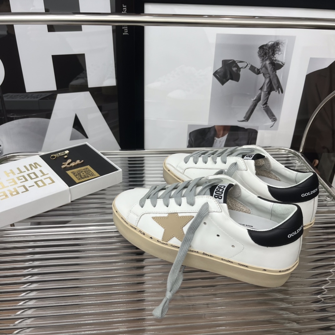 Golden Goose Hi Star Platform Sneakers White/Beige/Black