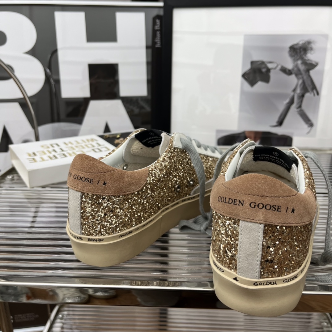 Golden Goose Hi Star Platform Sneakers Gold/White/Beige