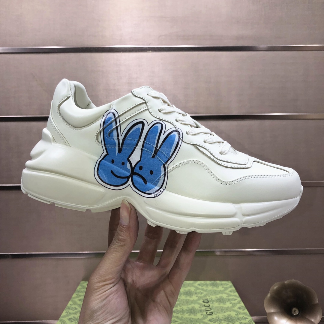 Gucci Chunky Dad Sneakers Blue Graphic Ivory