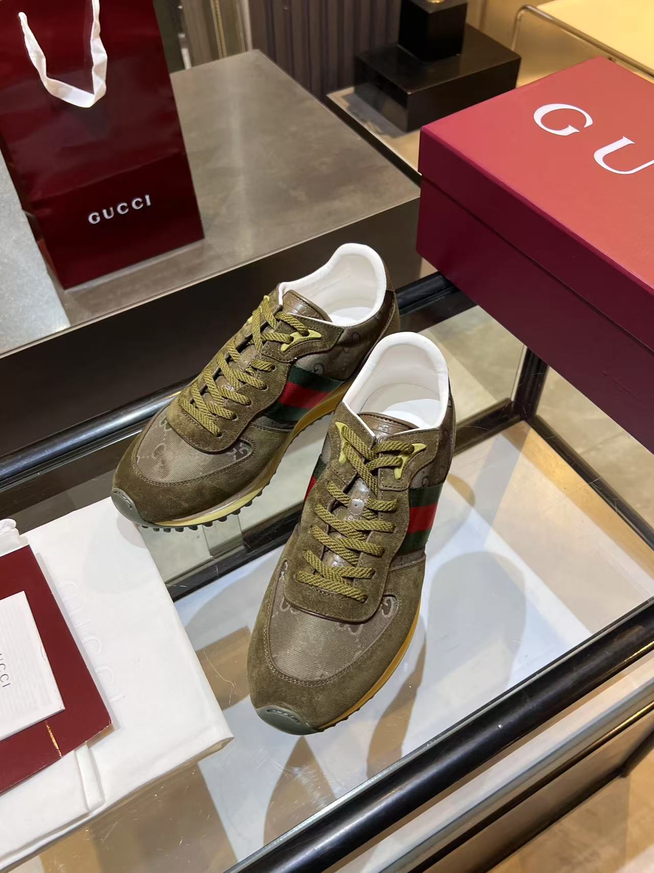 Gucci Re-Motion Platform Sneakers Olive