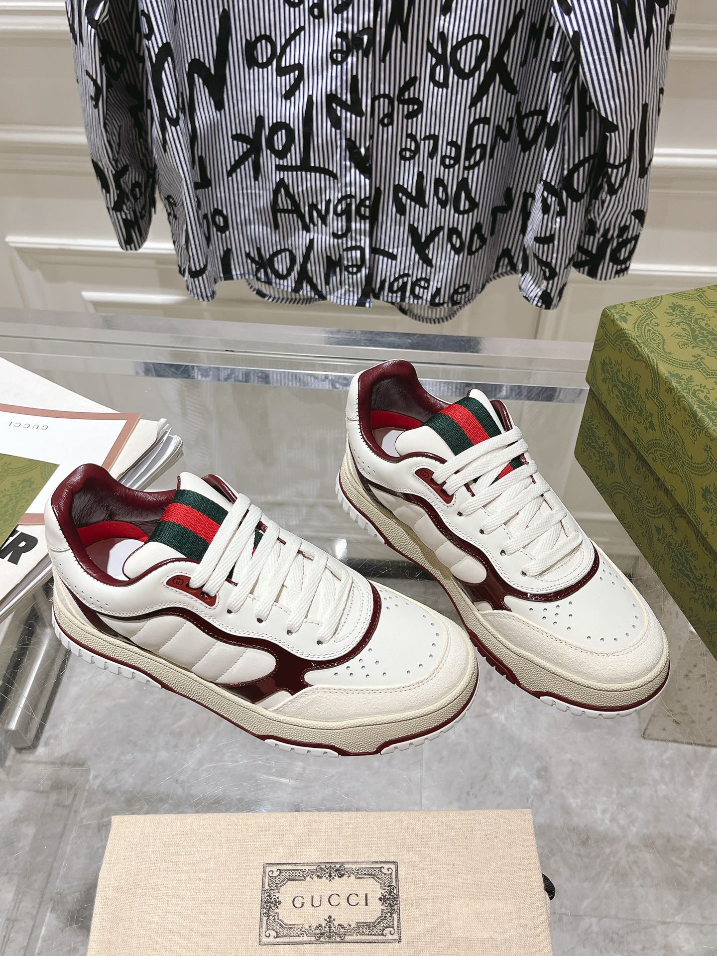 Gucci Vintage Low-Top Sneakers White/Burgundy