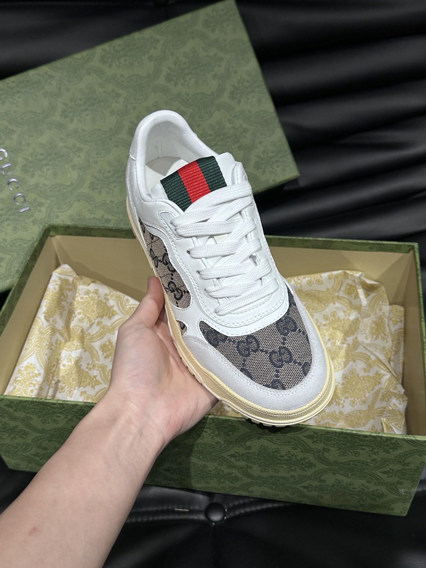Gucci Re-Web GG Canvas Leather Sneakers White