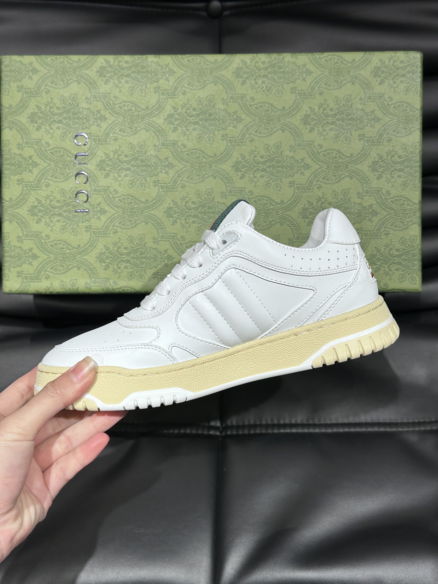 Gucci Re-Web Leather Sneakers White