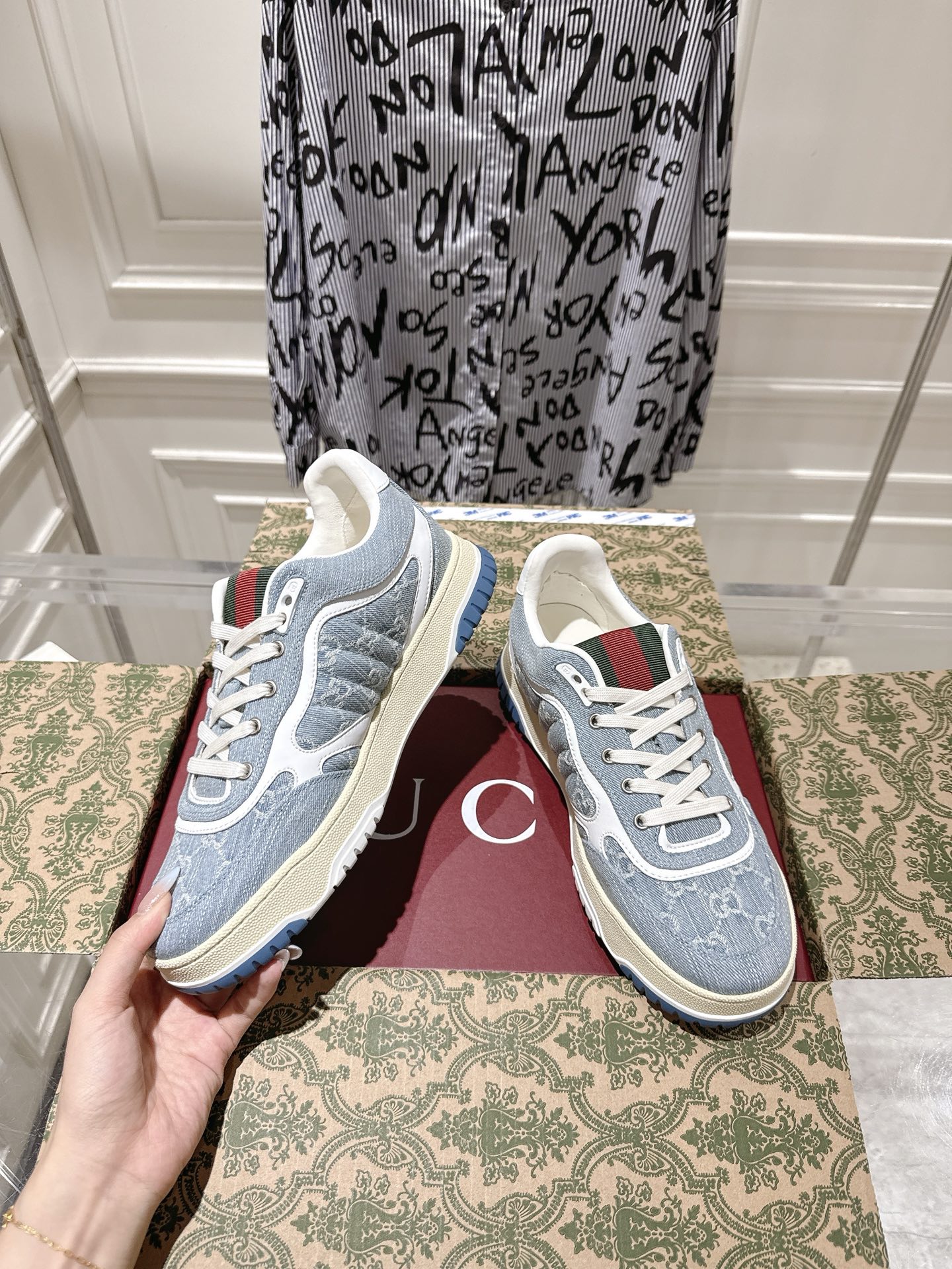 Gucci Vintage Denim GG Sneakers Blue