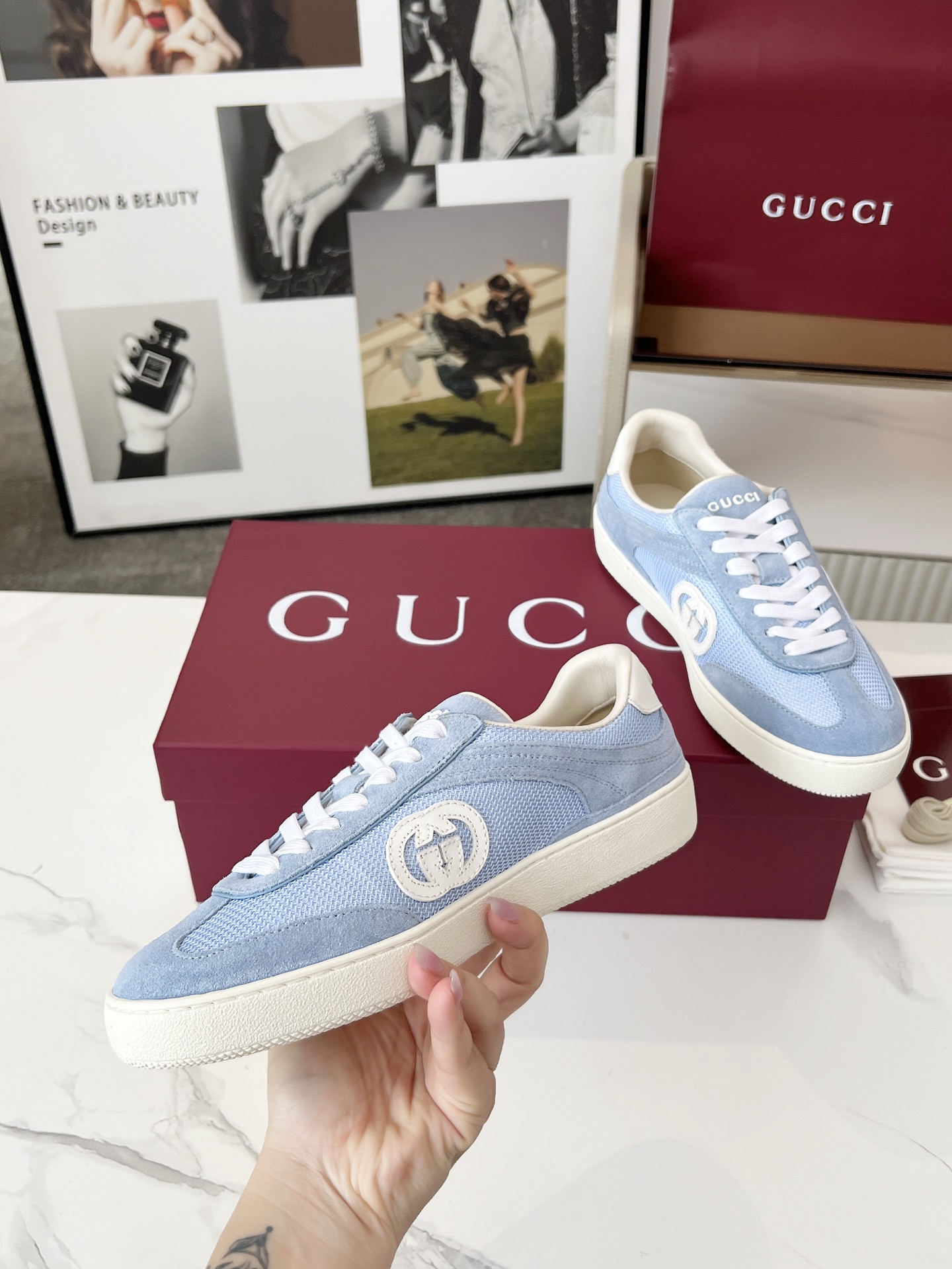 Gucci GG Trainer Sneakers Light Blue