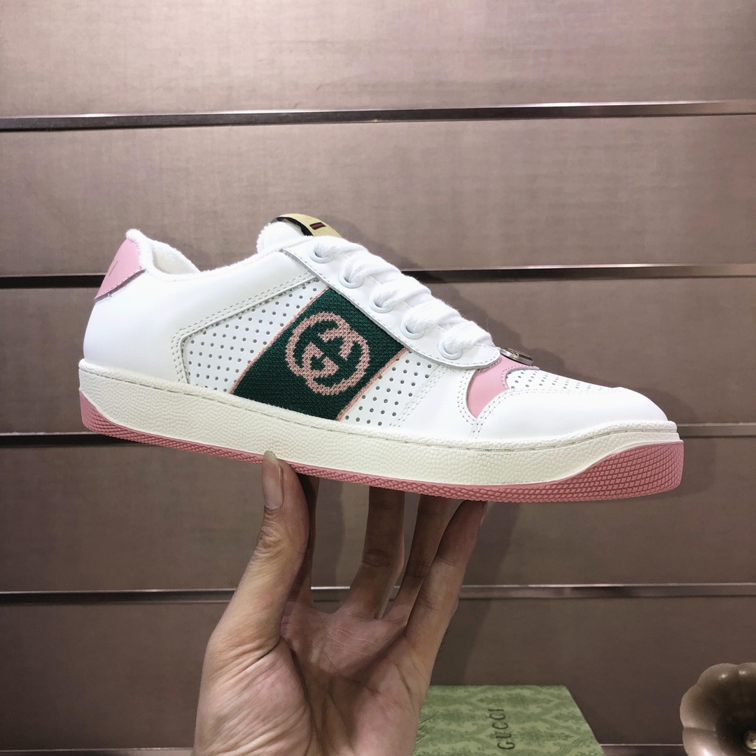 Gucci GG Knit Low-Top Sneakers White Green Pink