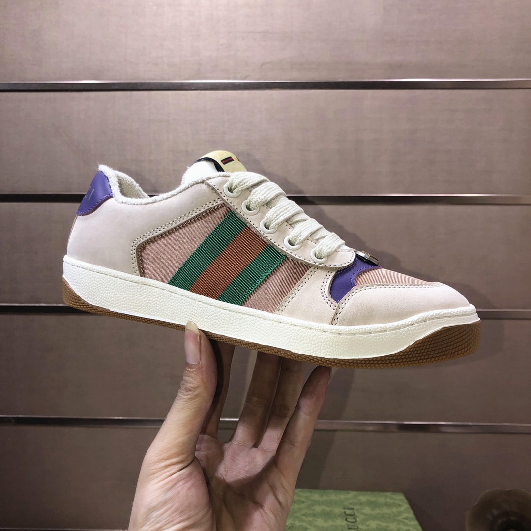 Gucci Web Stripe Low-Top Sneakers Beige Purple