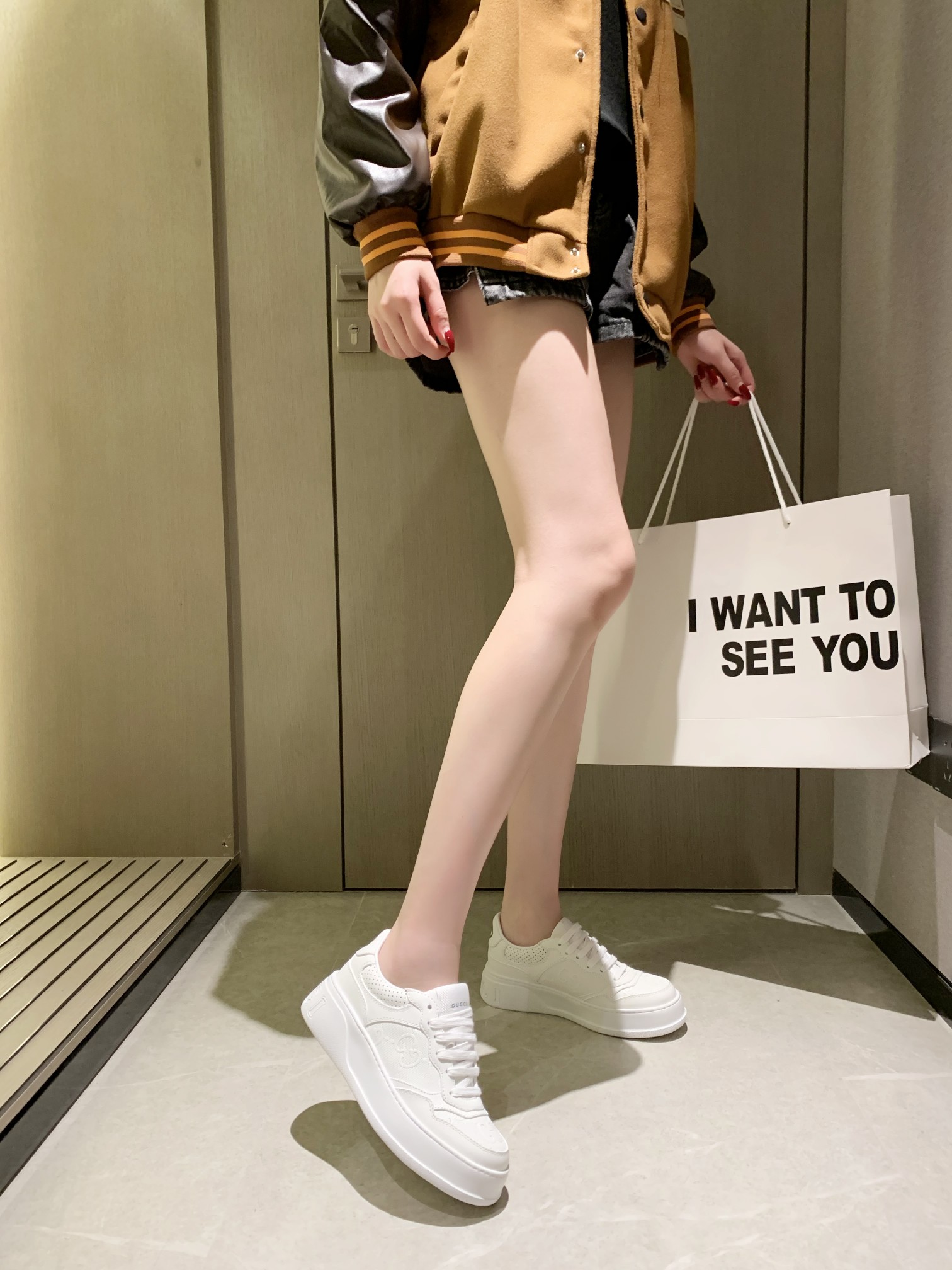 Gucci GG Leather Platform Sneakers White