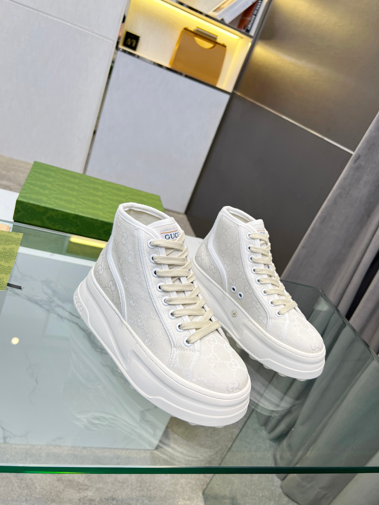 Gucci GG Platform High-Top Sneakers White