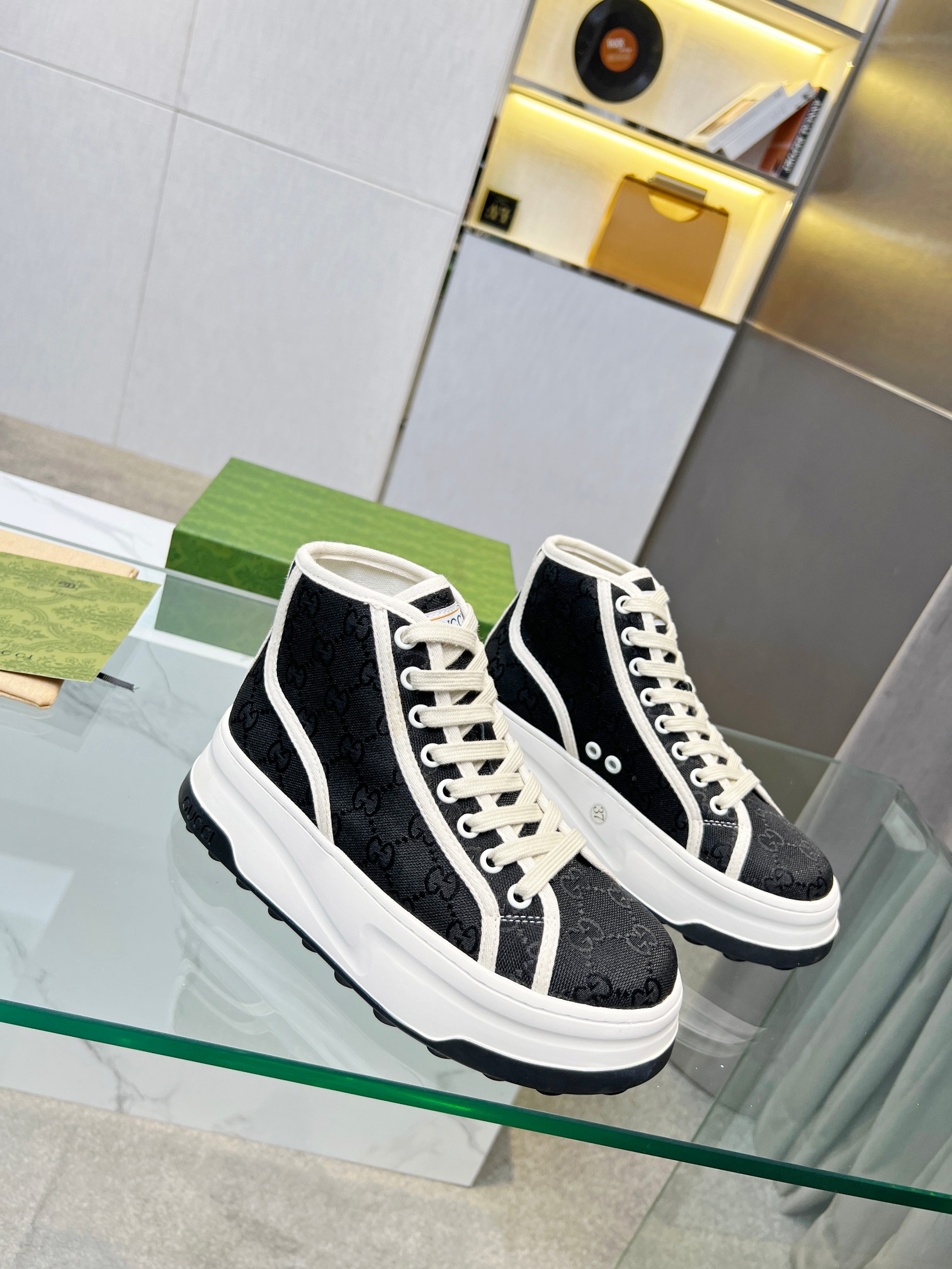 Gucci GG Platform High-Top Sneakers Black