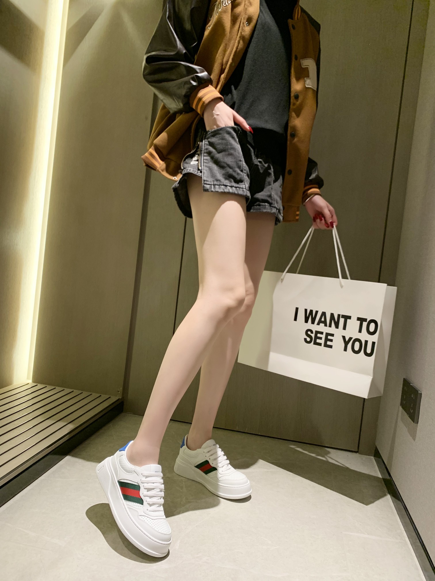 Gucci Platform Leather Sneakers White/Blue