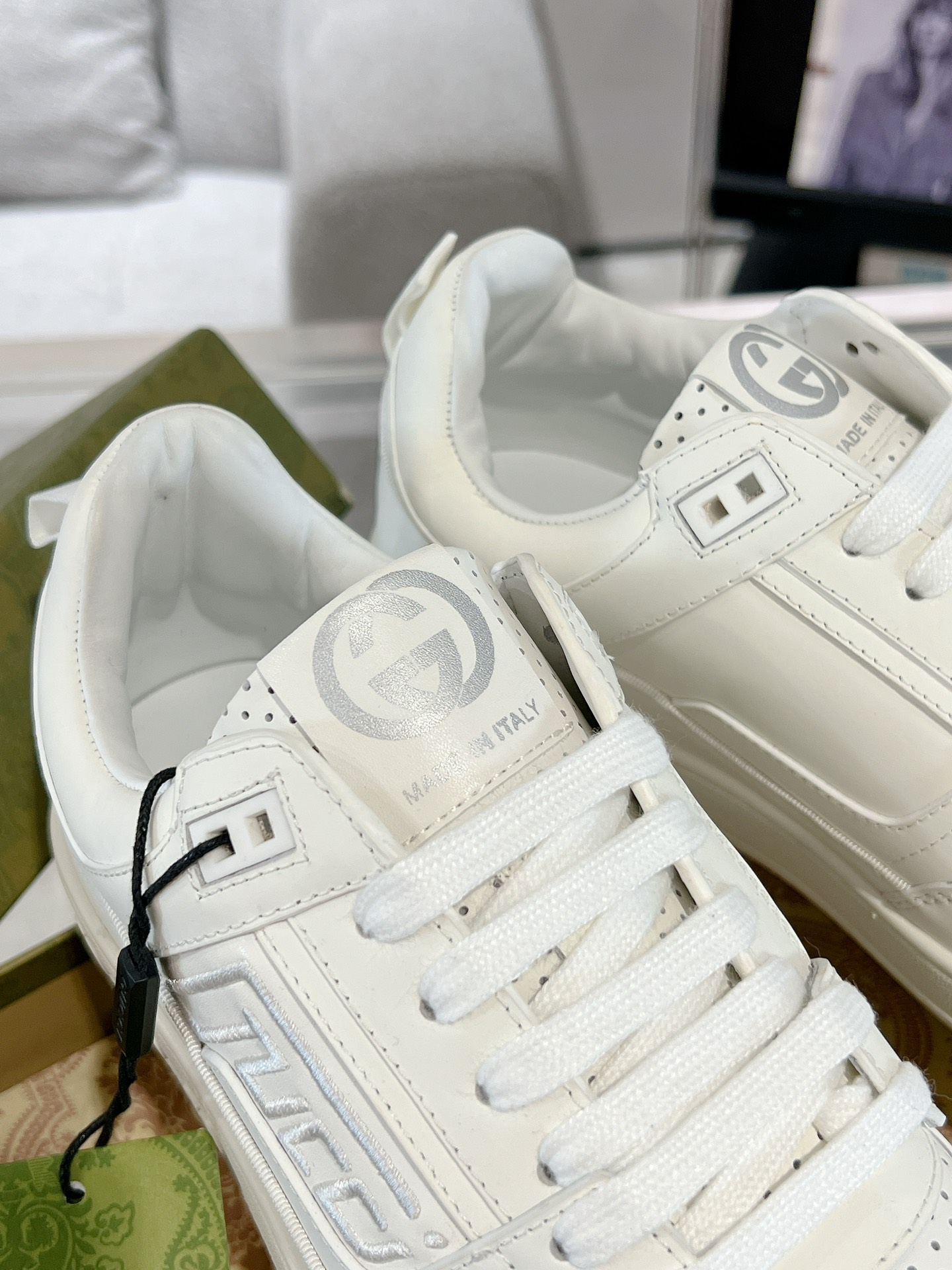 Gucci Retro GG Leather Sneakers White