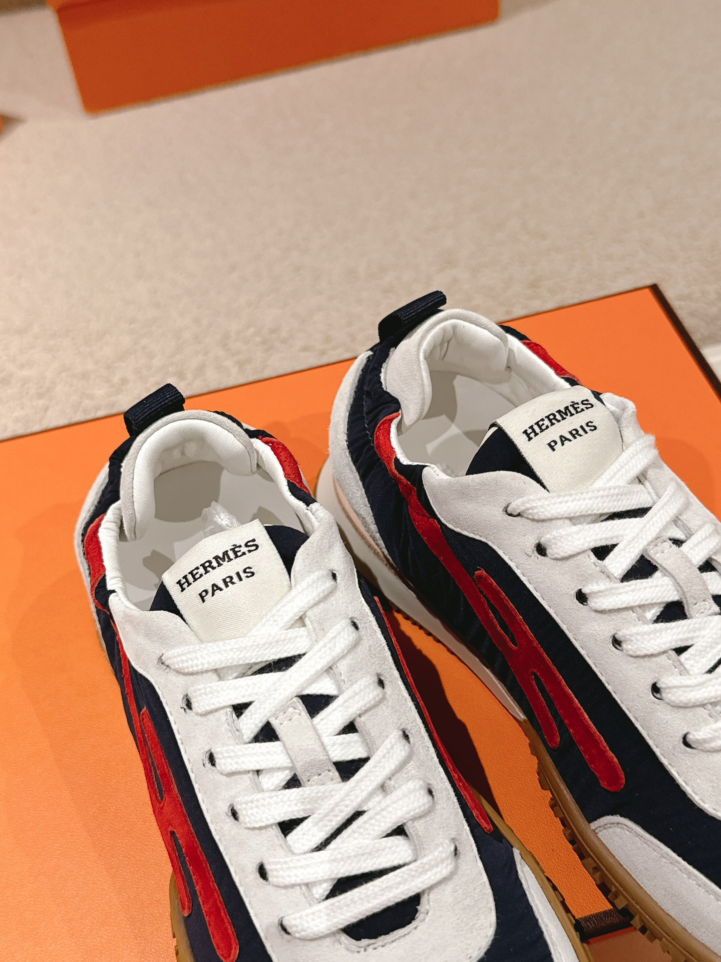 Hermes Suede H Sneakers Navy
