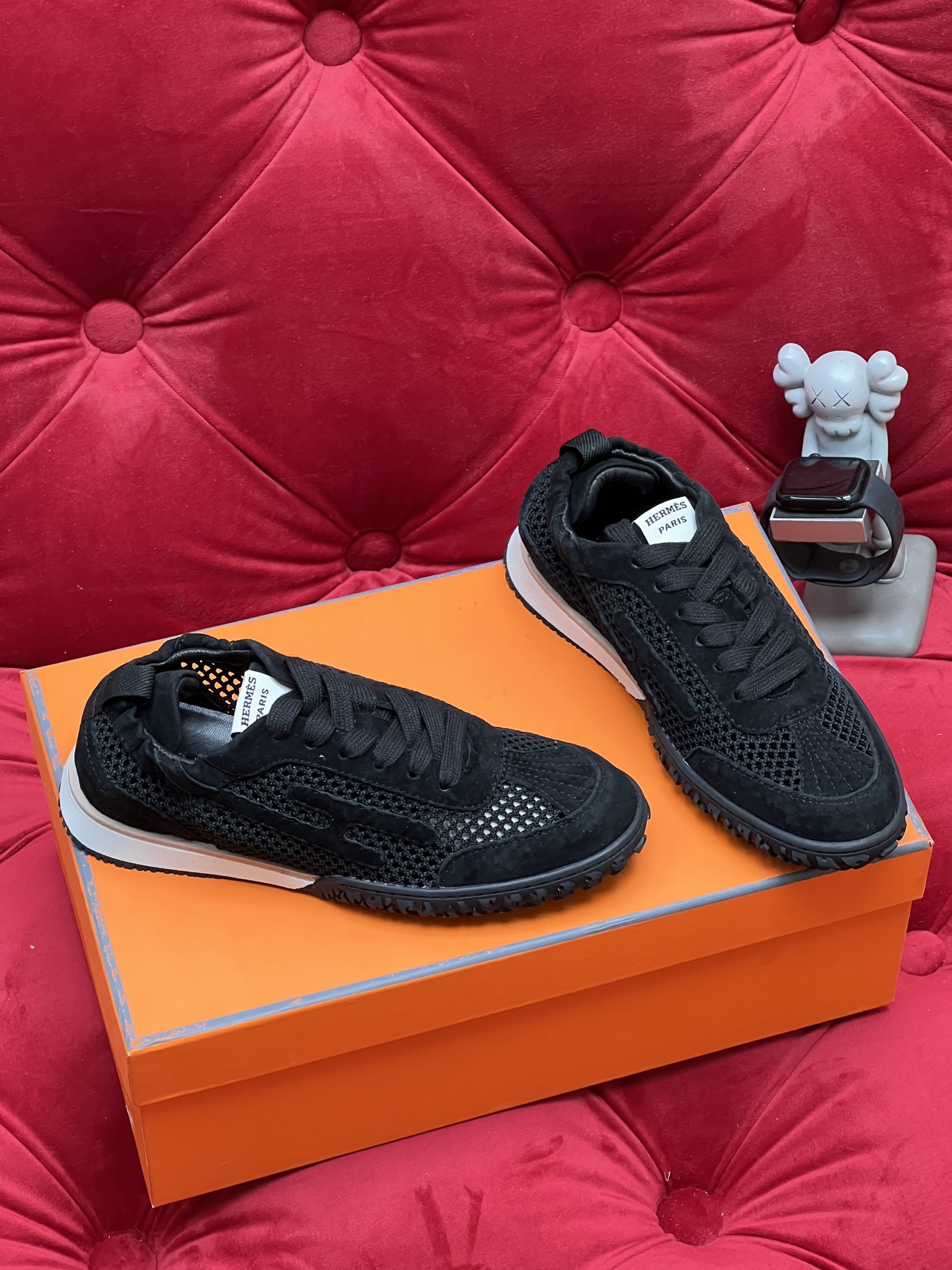 Hermes Jet Suede Mesh Sneakers Black
