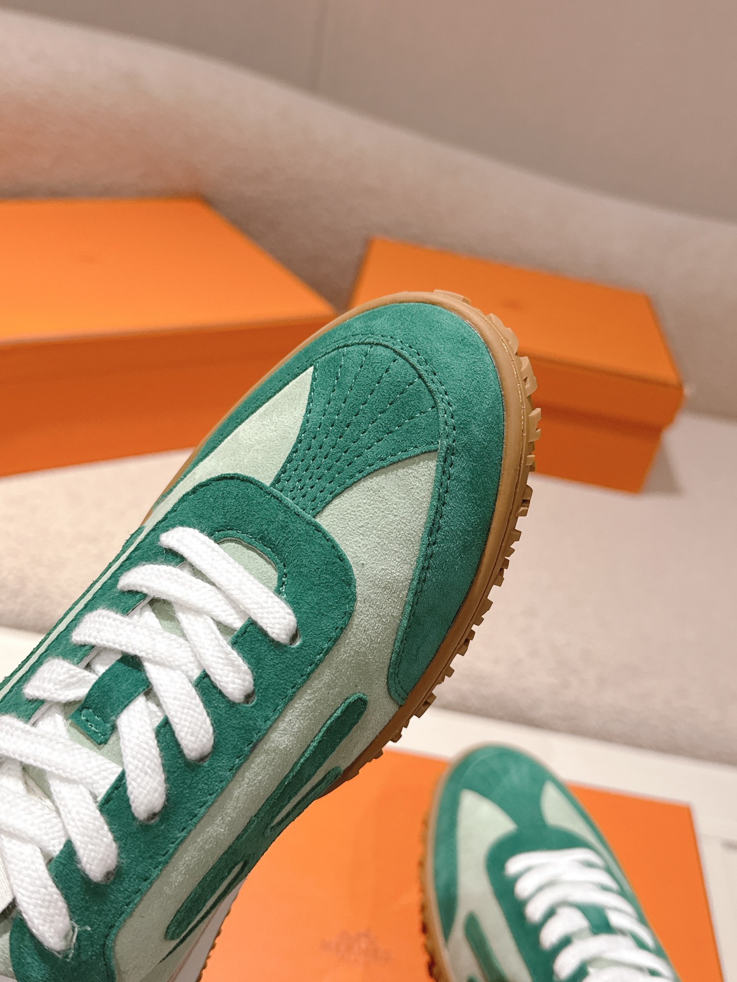 Hermes Suede H Sneaker Green