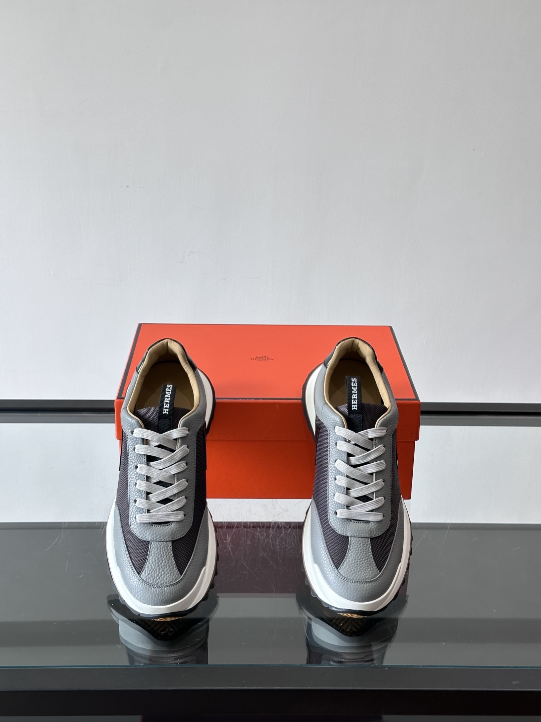 Hermes Hugo Platform Sneakers Grey/Black