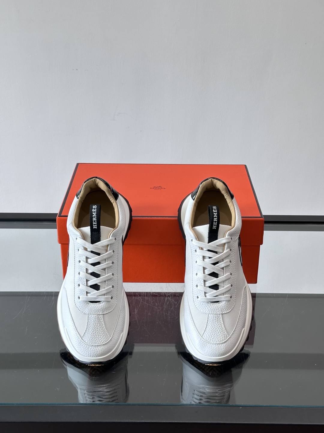 Hermes Hugo Platform Sneakers White