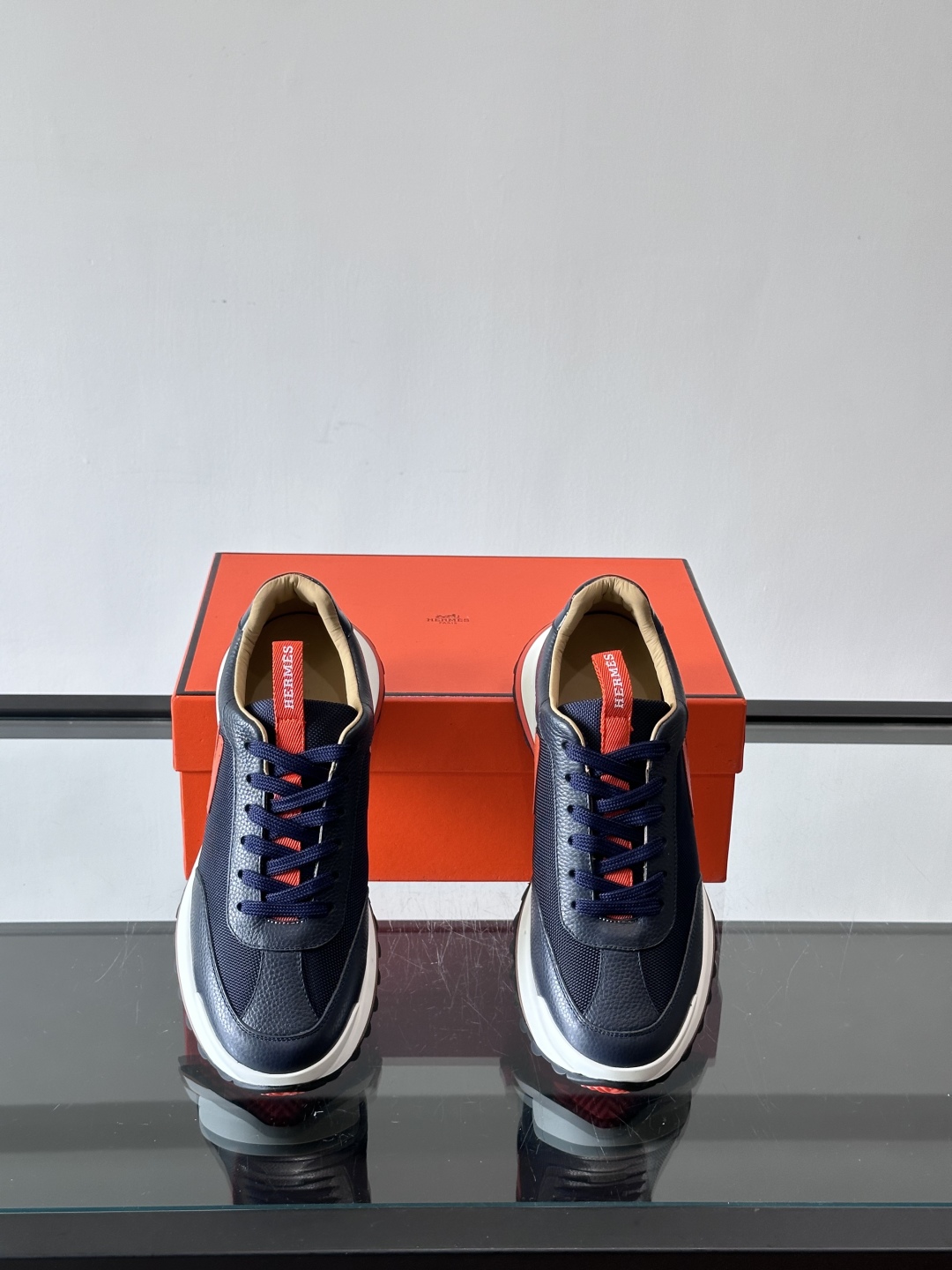 Hermes Hugo Platform Sneakers Navy/Red
