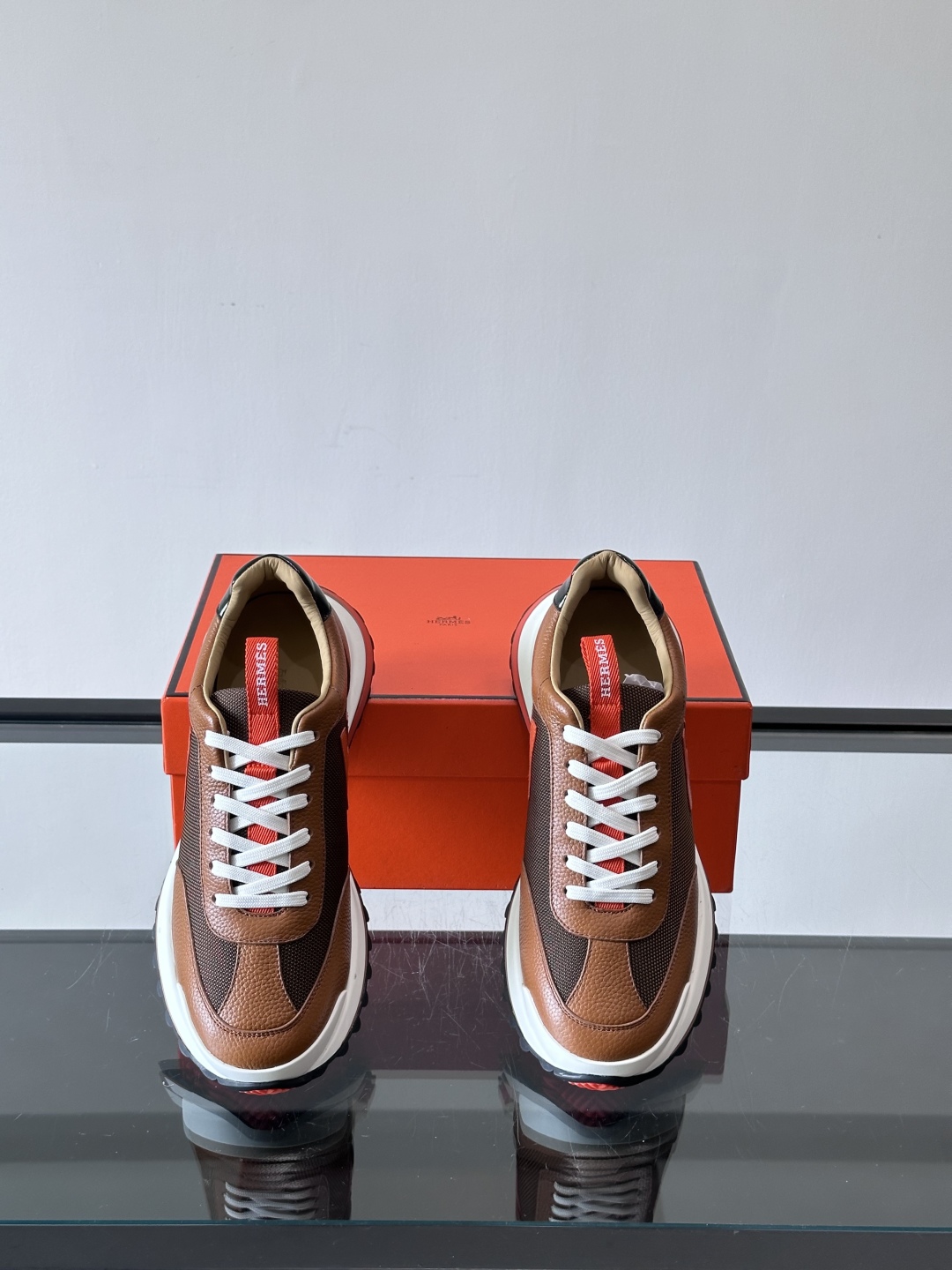 Hermes Hugo Platform Sneakers Brown