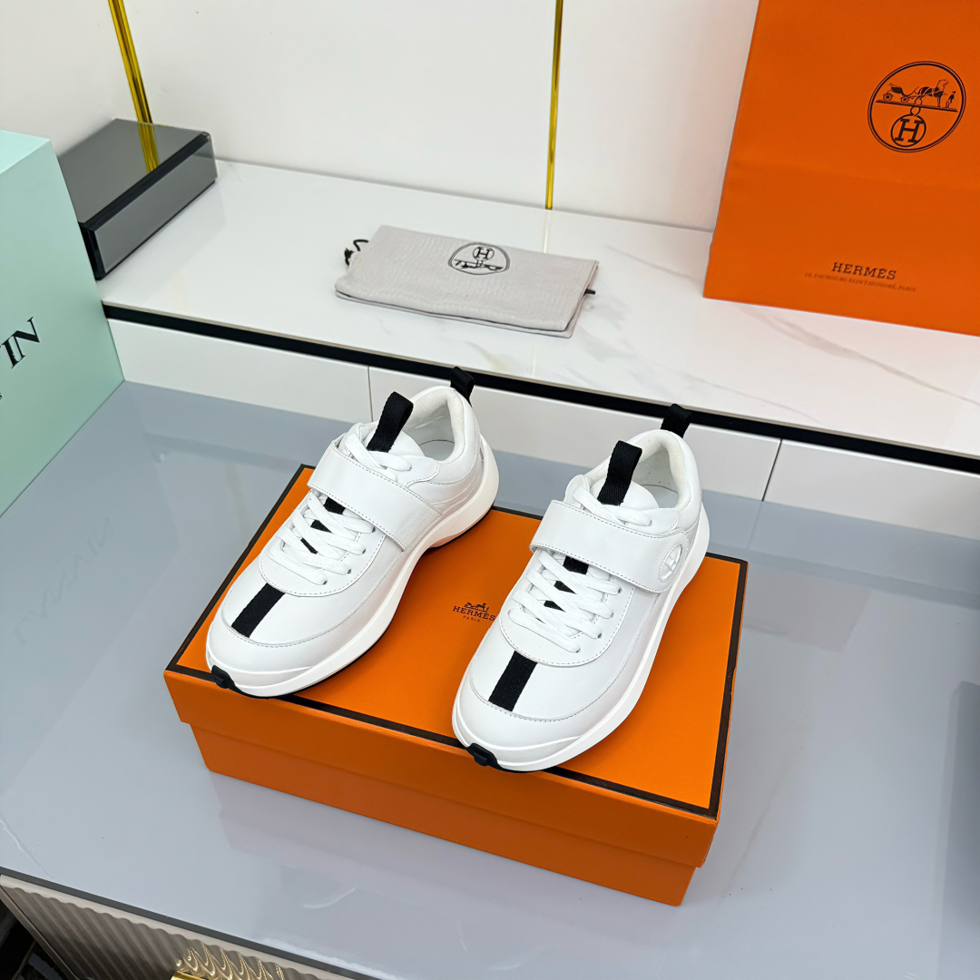 Hermes Loosneaker Velcro Sneaker White