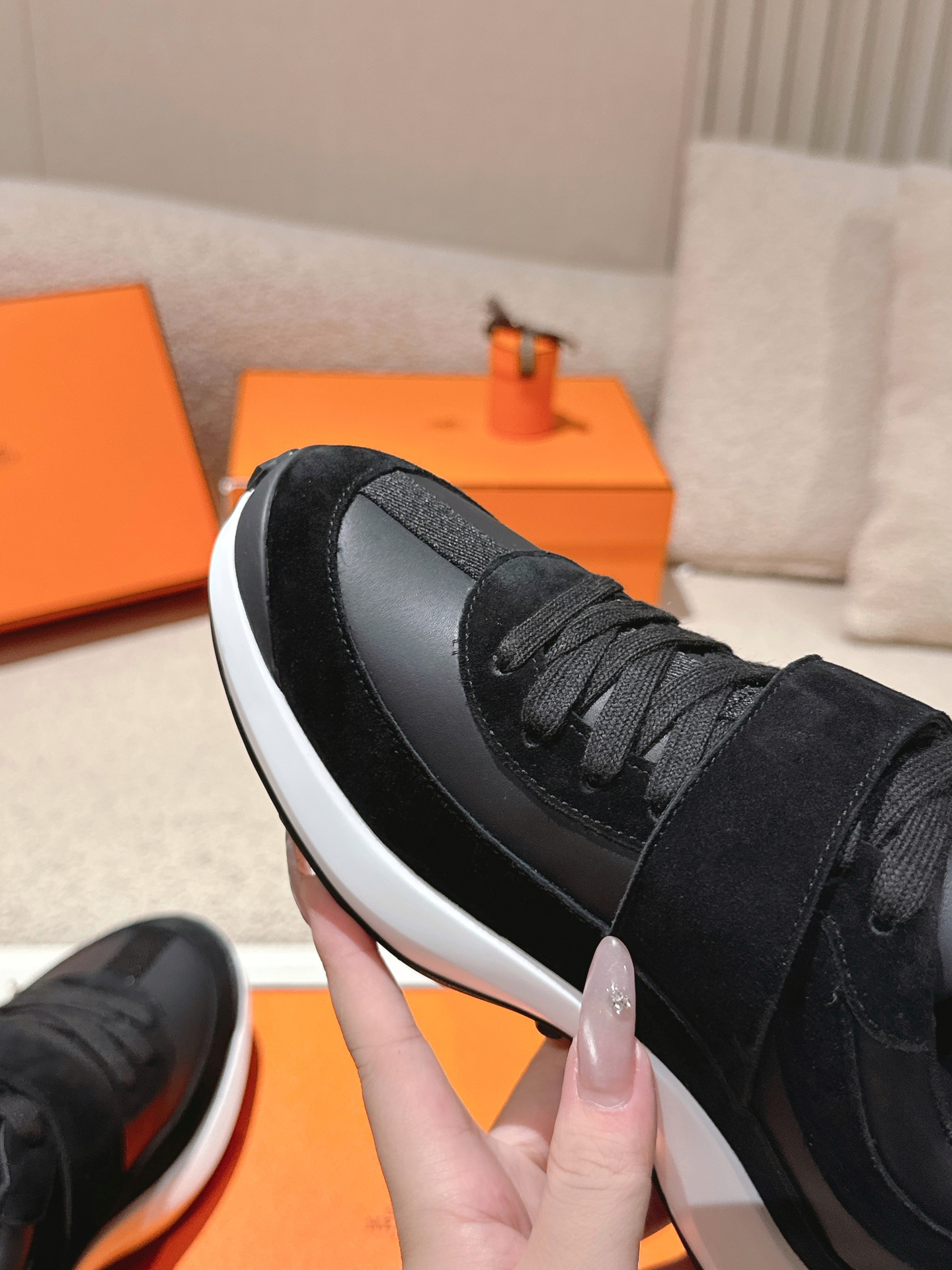 Hermes Calfskin Sport Sneakers Black