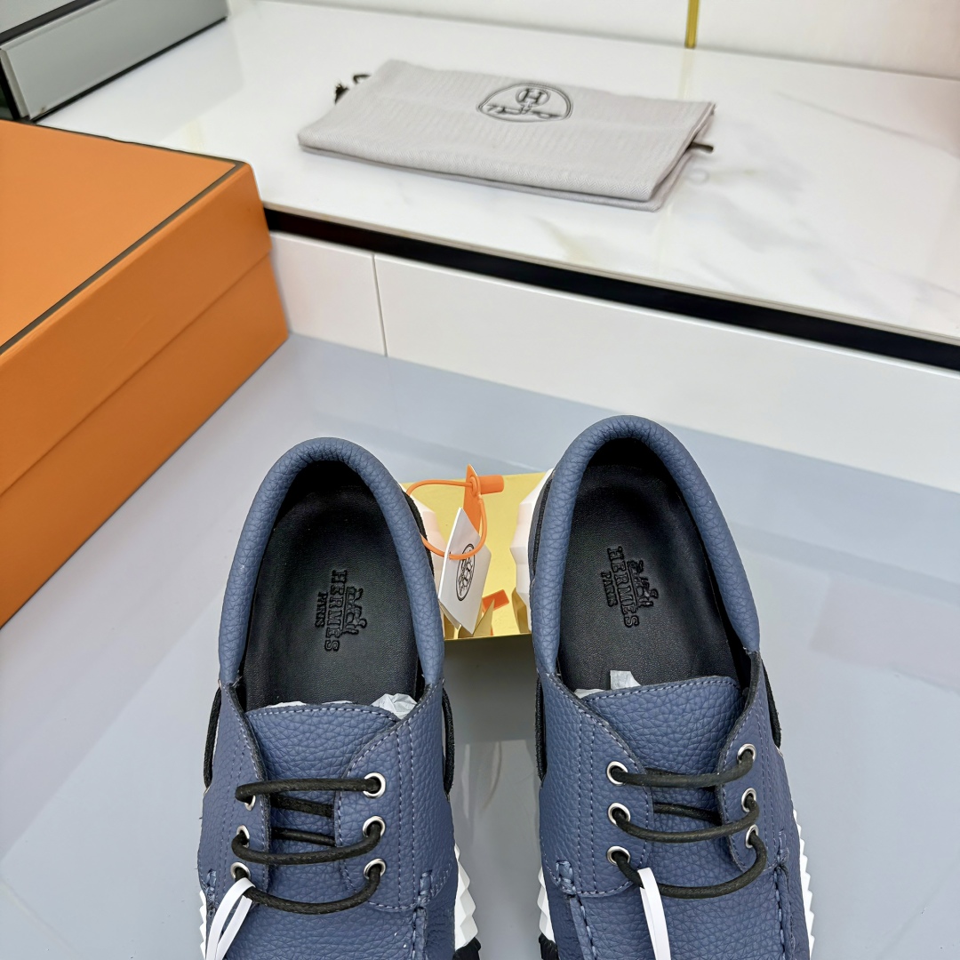 Hermes Loosneaker Leather Sneaker Navy Blue