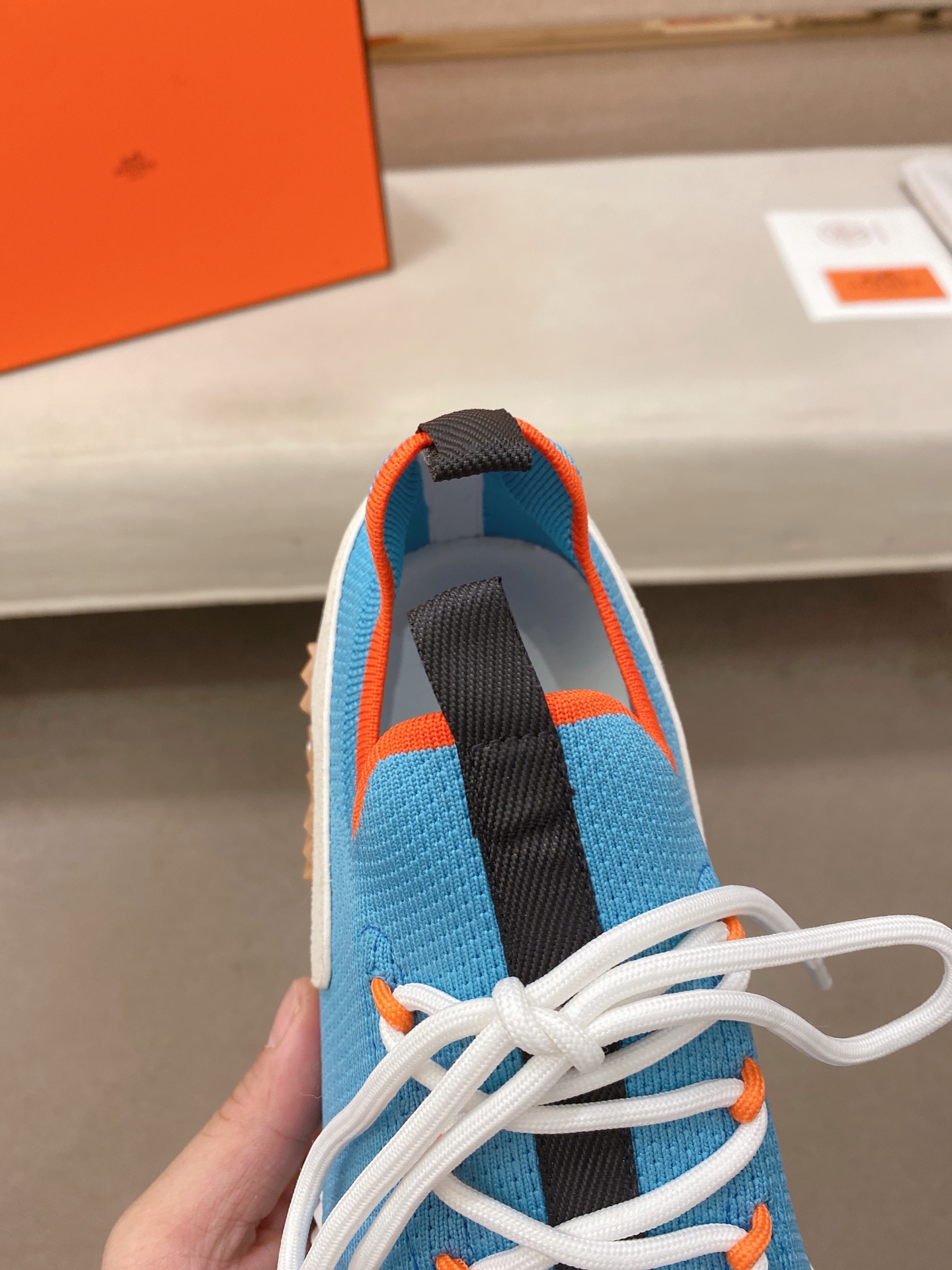 Hermes Knit Low-Top Sneakers Blue