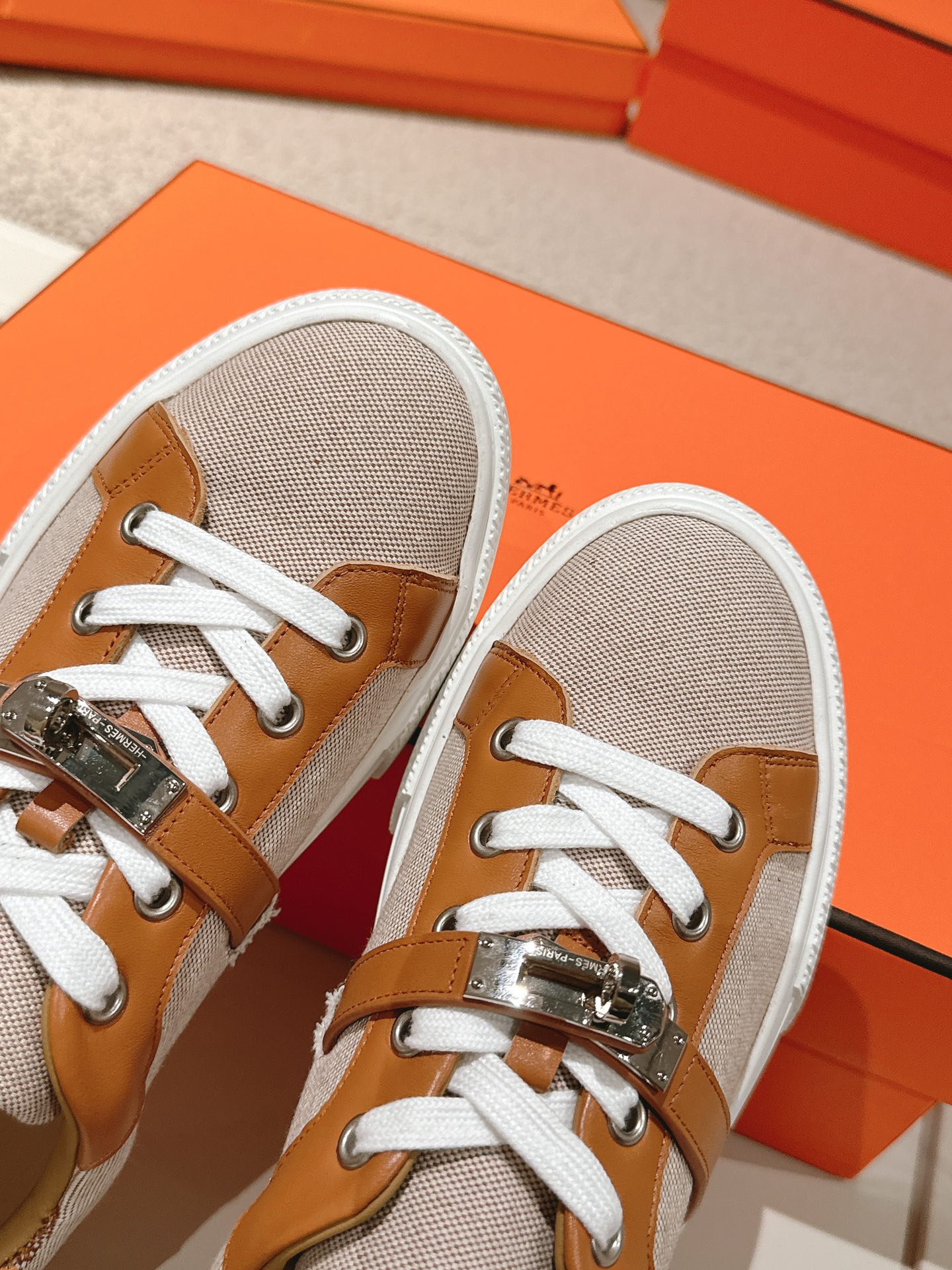 Hermes Kelly Buckle Sneaker Brown