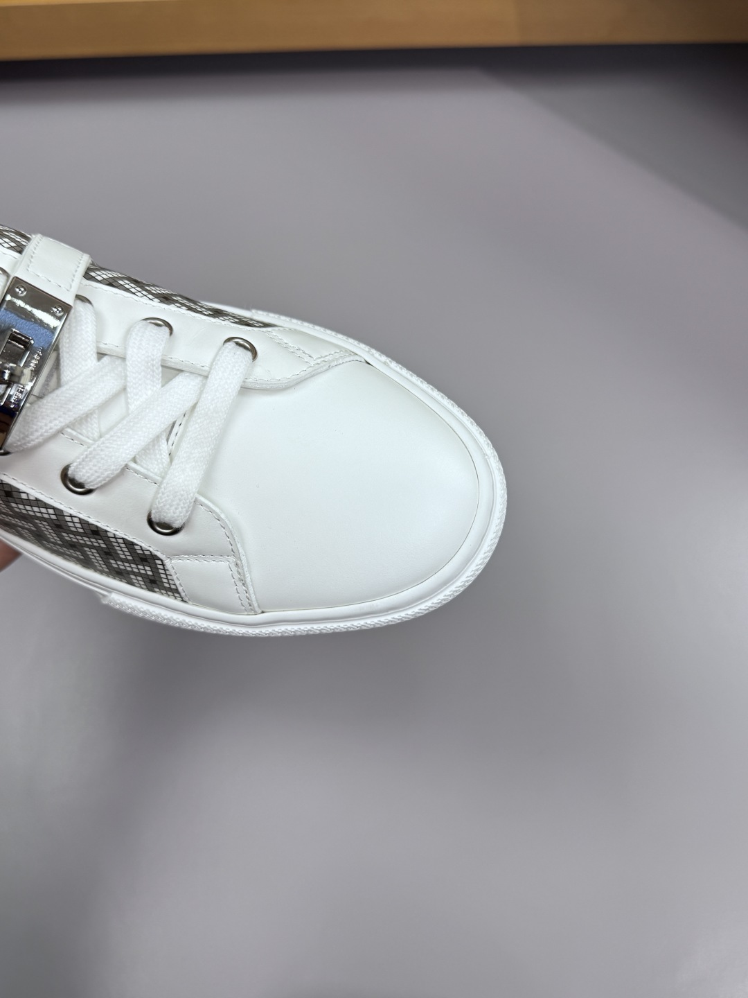 Hermes Nappa Leather Low-Top Sneakers White