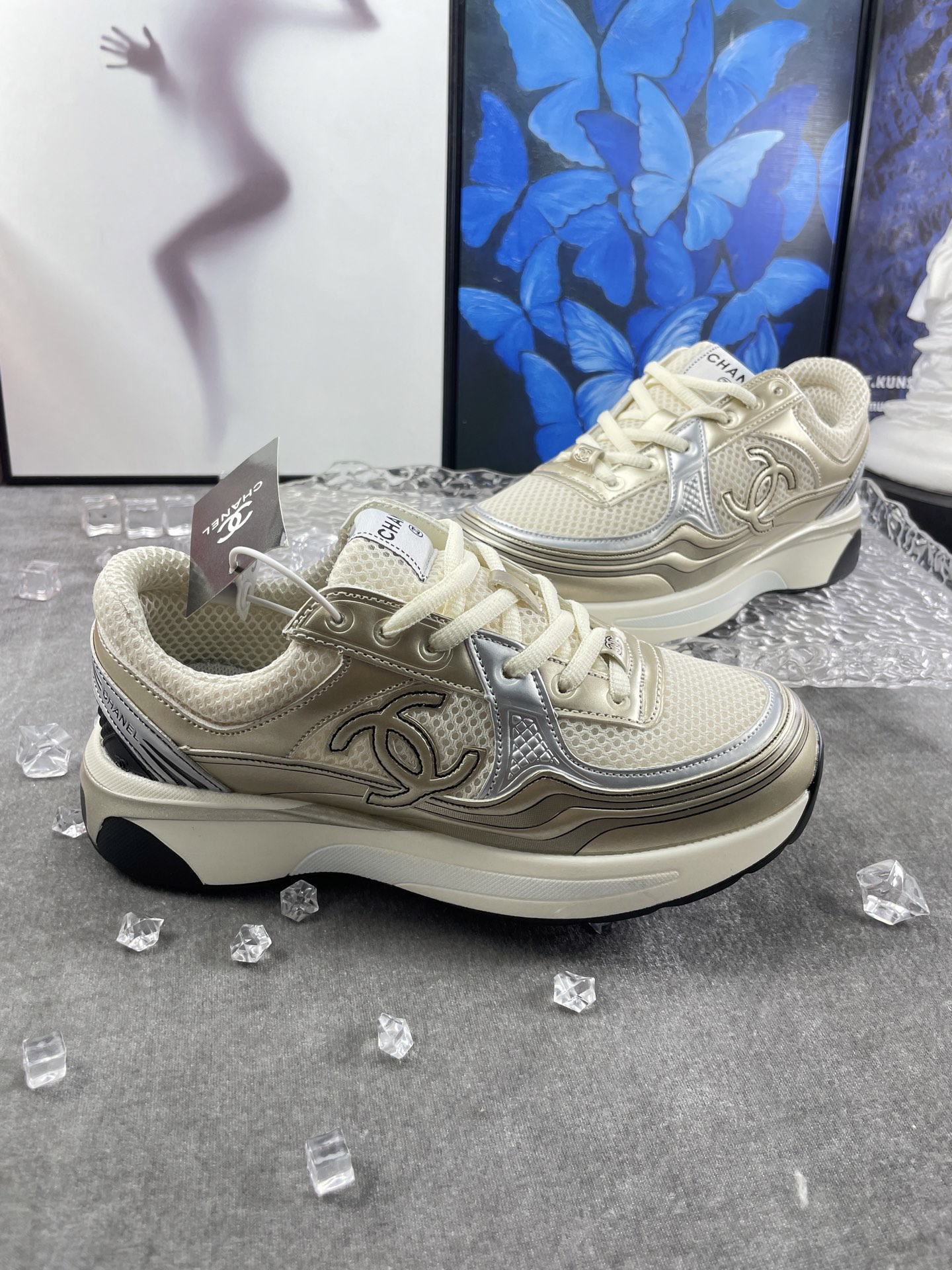 Chanel Mesh Runner Sneakers Beige