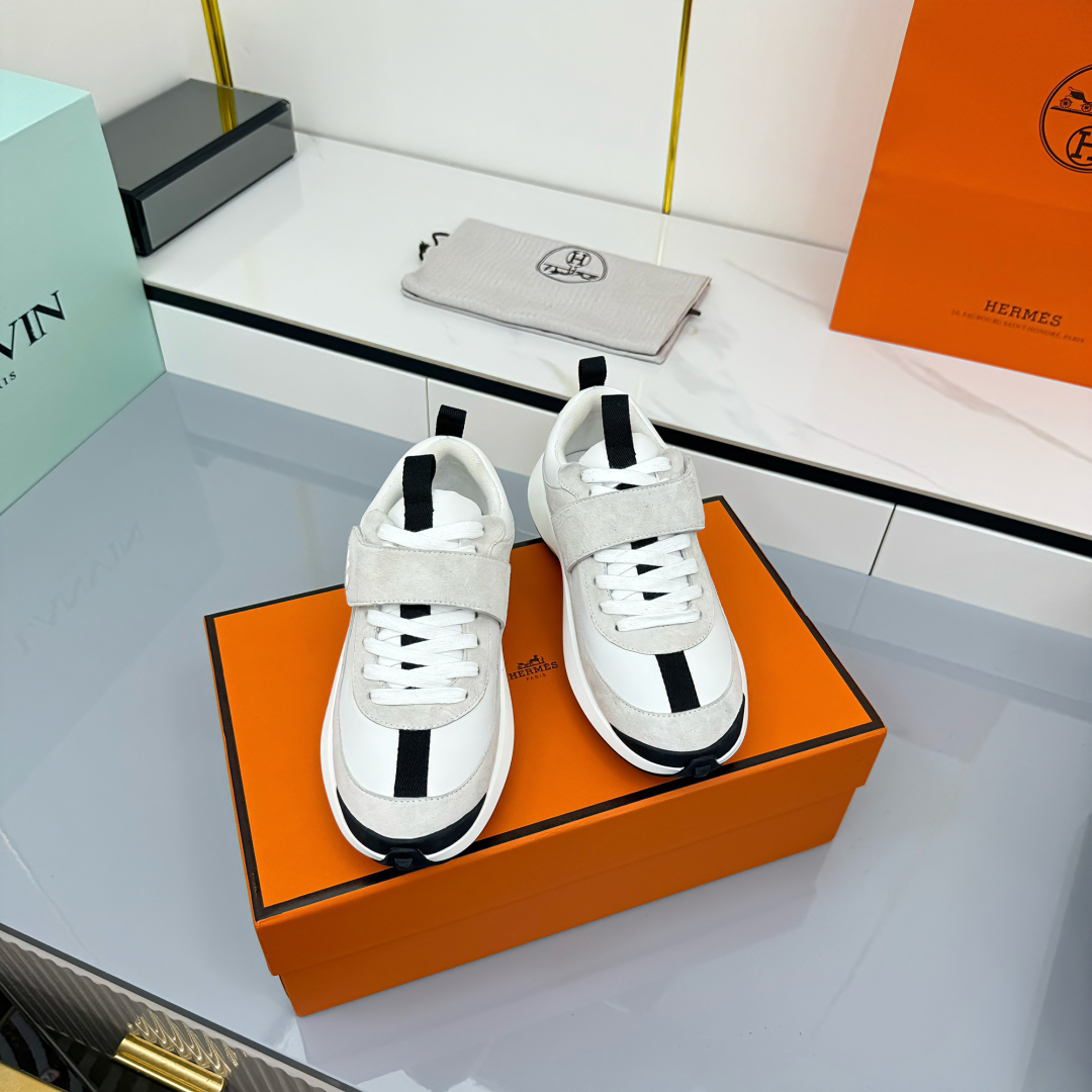 Hermes Loosneaker Velcro Sneakers White/Gray