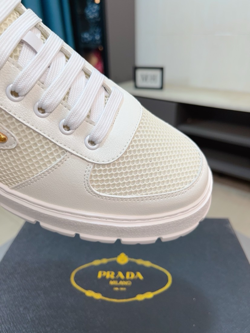Prada Leather Mesh Sneakers Black