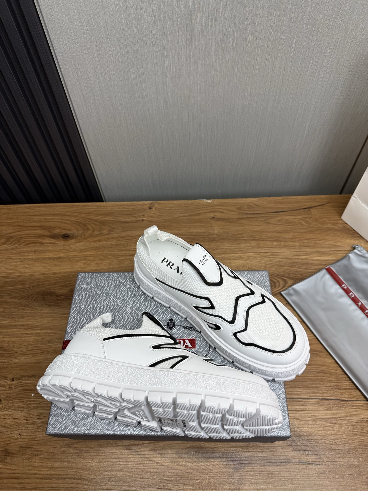 Prada Milano Slip-On Sneakers White