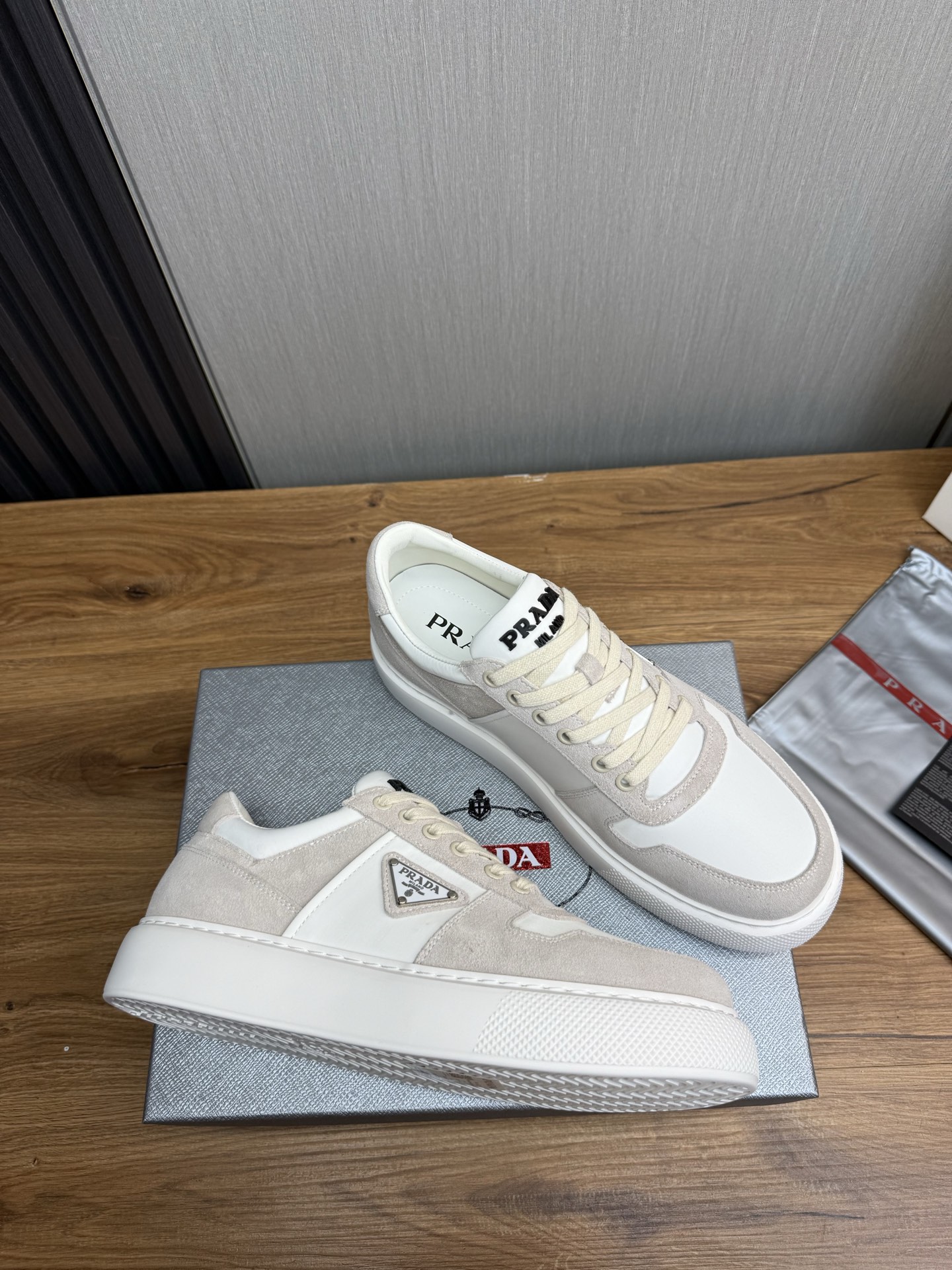 Prada Suede Leather Sneakers White/Beige