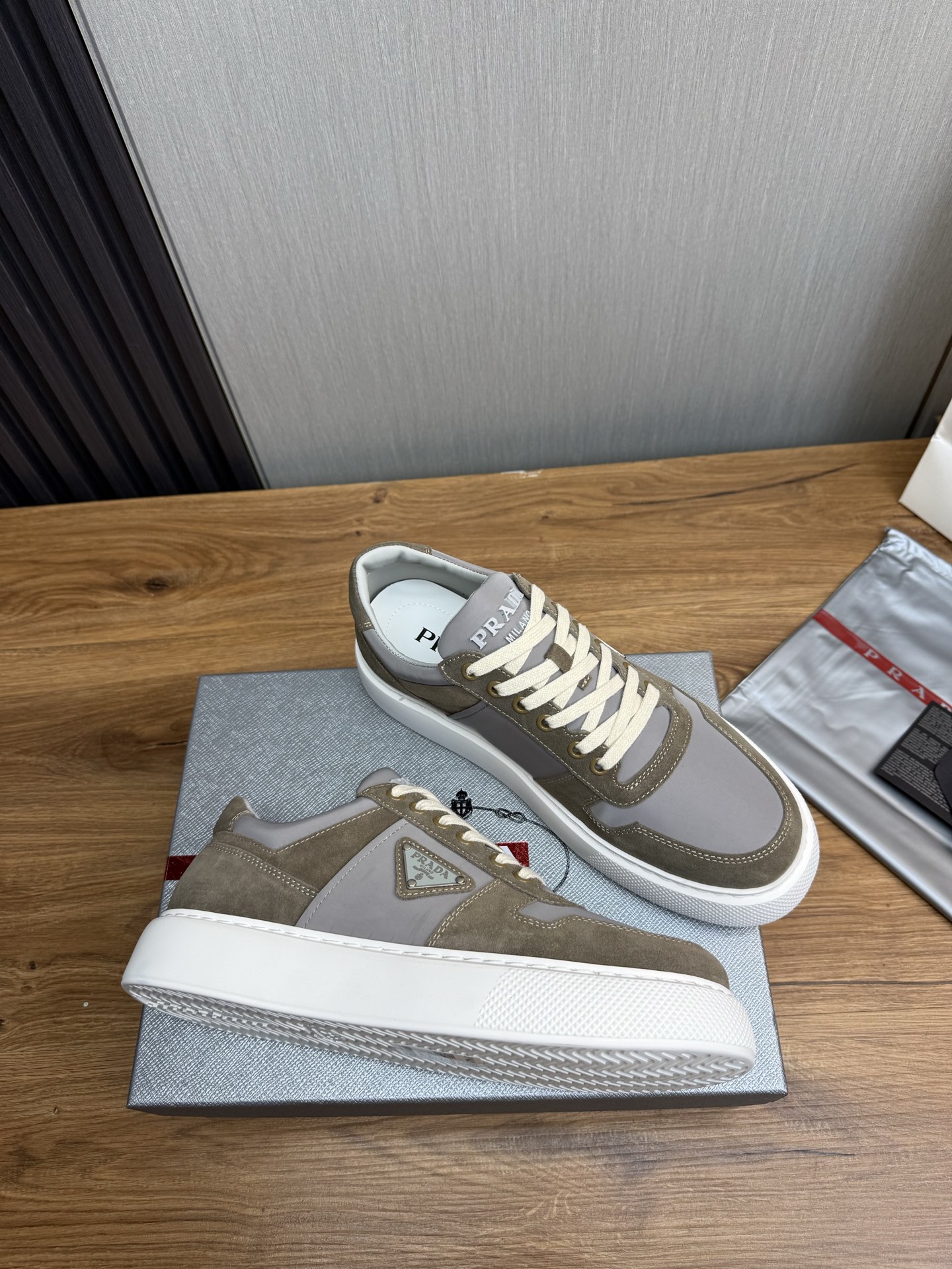 Prada Milano Suede Sneaker Gray