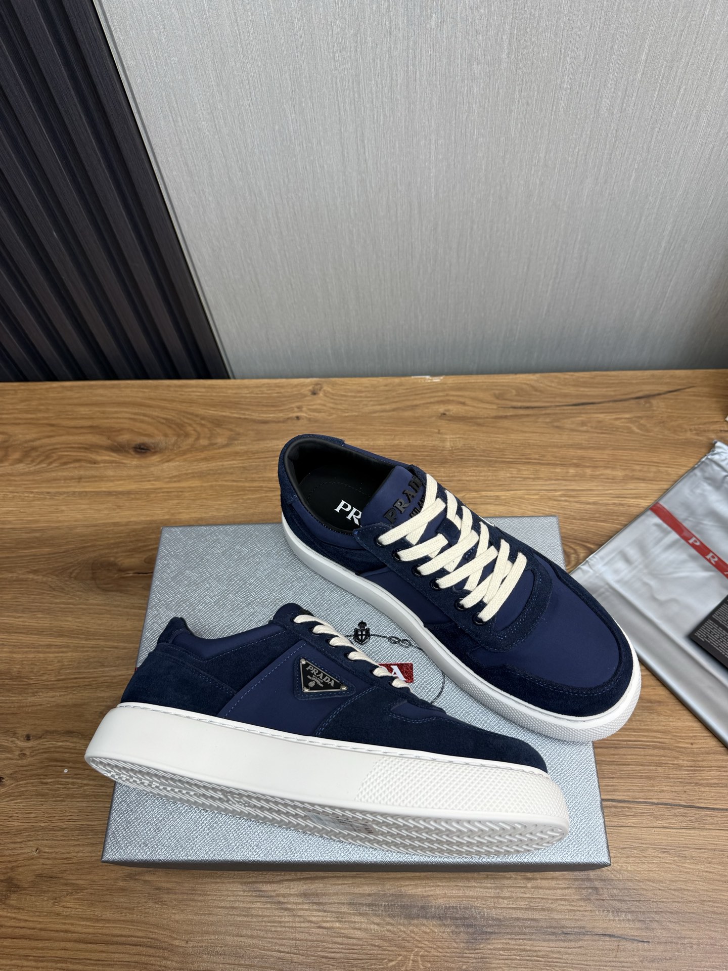 Prada Triangle Logo Sneakers Navy