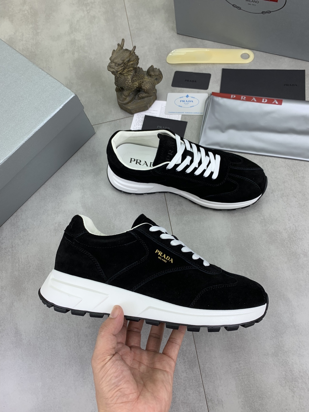 Prada Calf Leather Sneakers Black