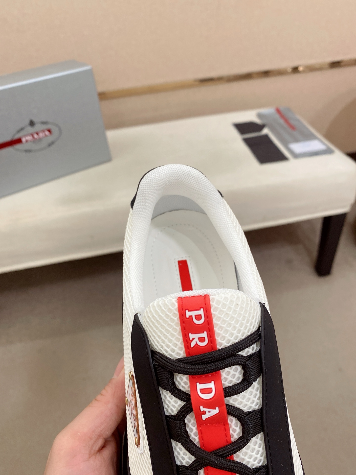 Prada Air Cushion Mesh Sneakers Black/White