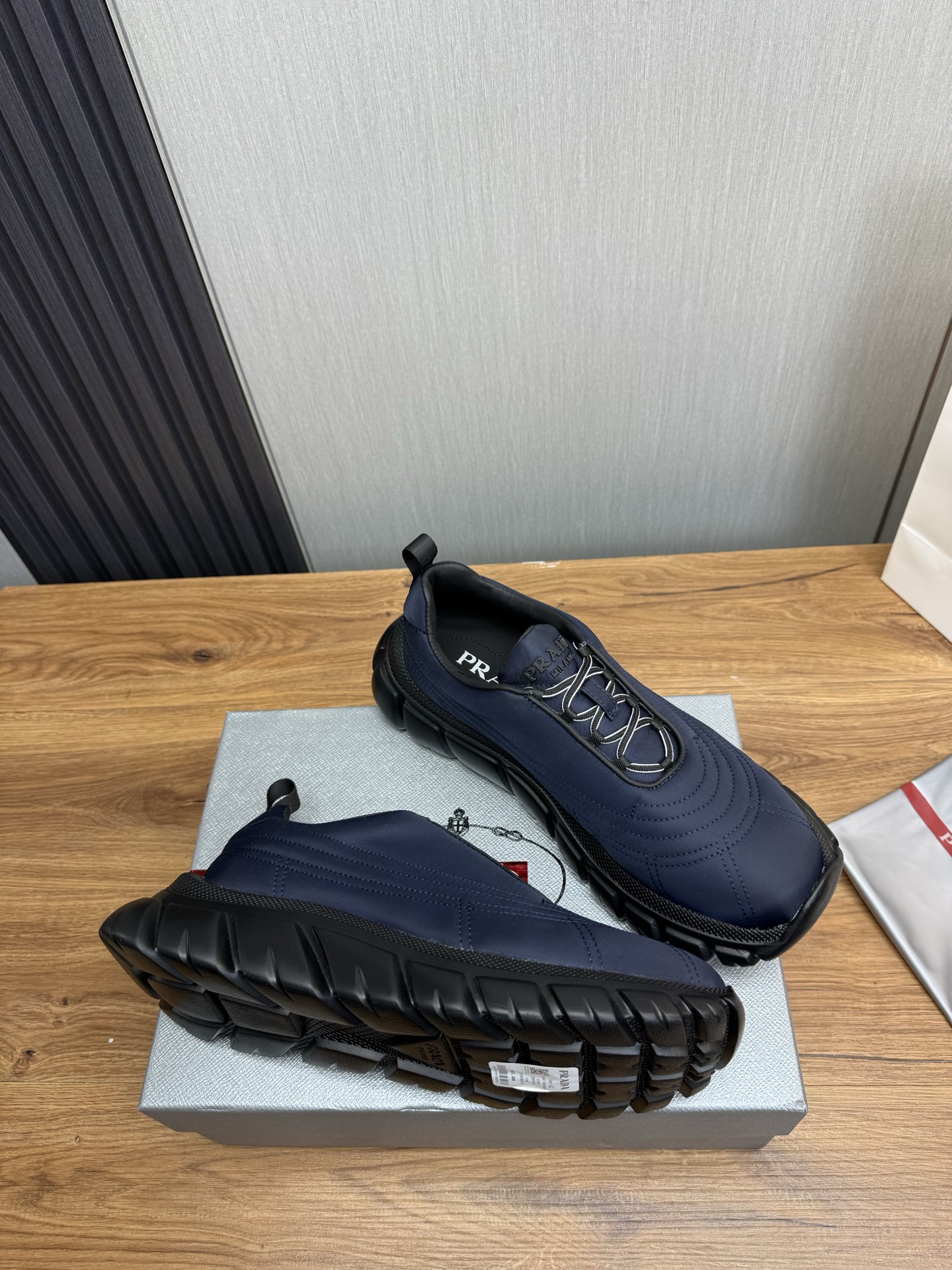 Prada Milano Nylon Sneakers Navy